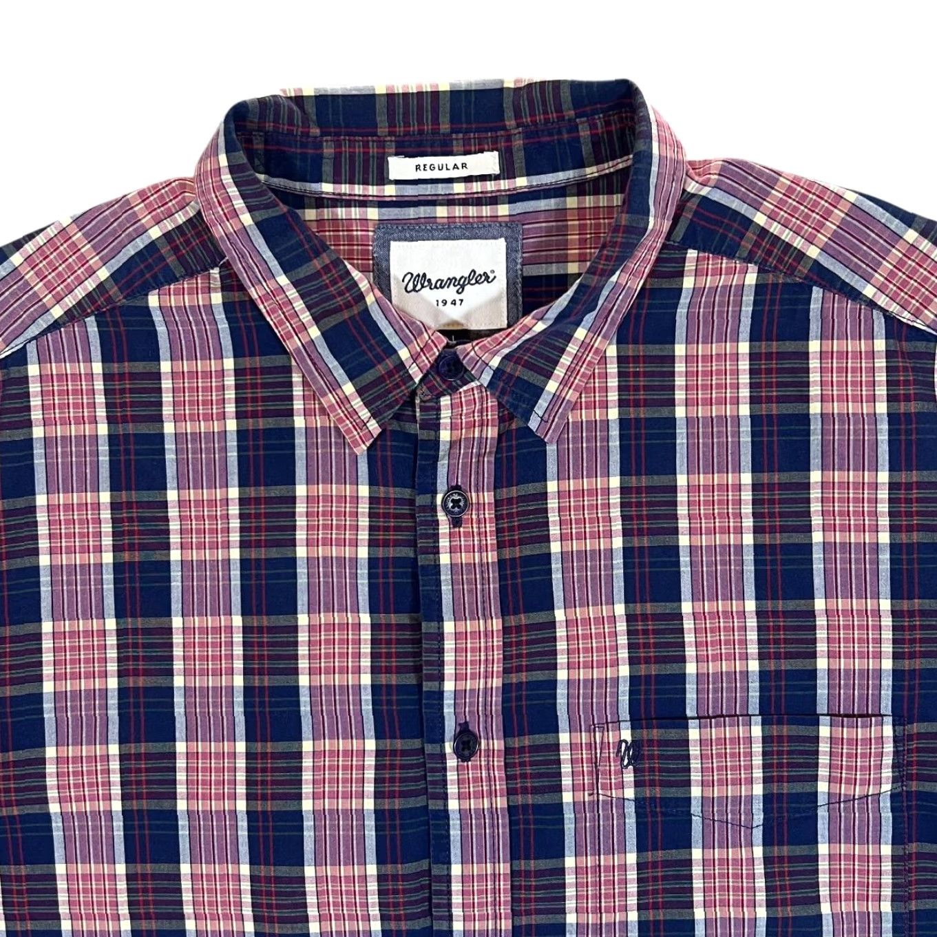 Wrangler WRANGLER Regular Navy Pink White Plaid Check Long Sleeve Cotton Shirt Large Size US L / EU 52-54 / 3 - 2 Thumbnail