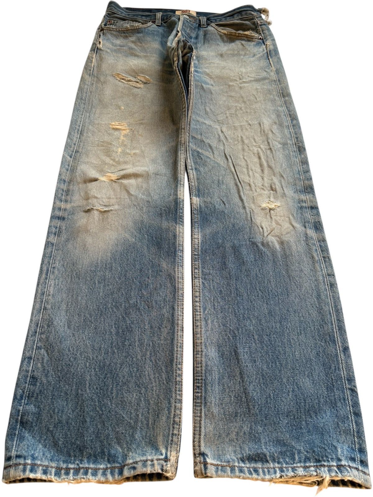 LVC × Levi's × Levi's Vintage Clothing Vintage 90s Levis 501 Mud Wash Distressed Ripped Loose Jean Size US 31 - 1 Thumbnail