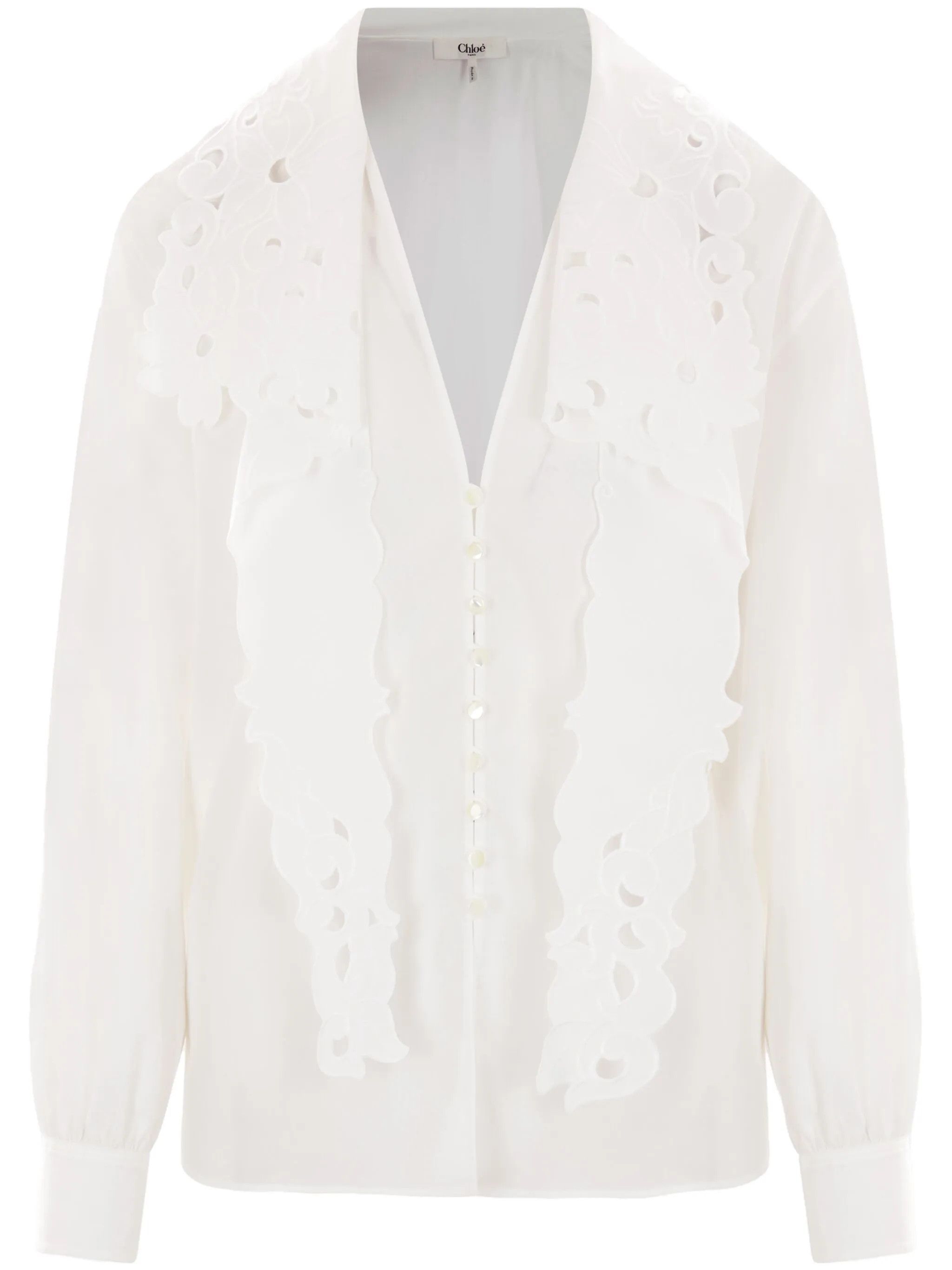 Chloe o1s22i1n0425 Embroidered Blouse in White Size S / US 4 / IT 40 - 1 Thumbnail