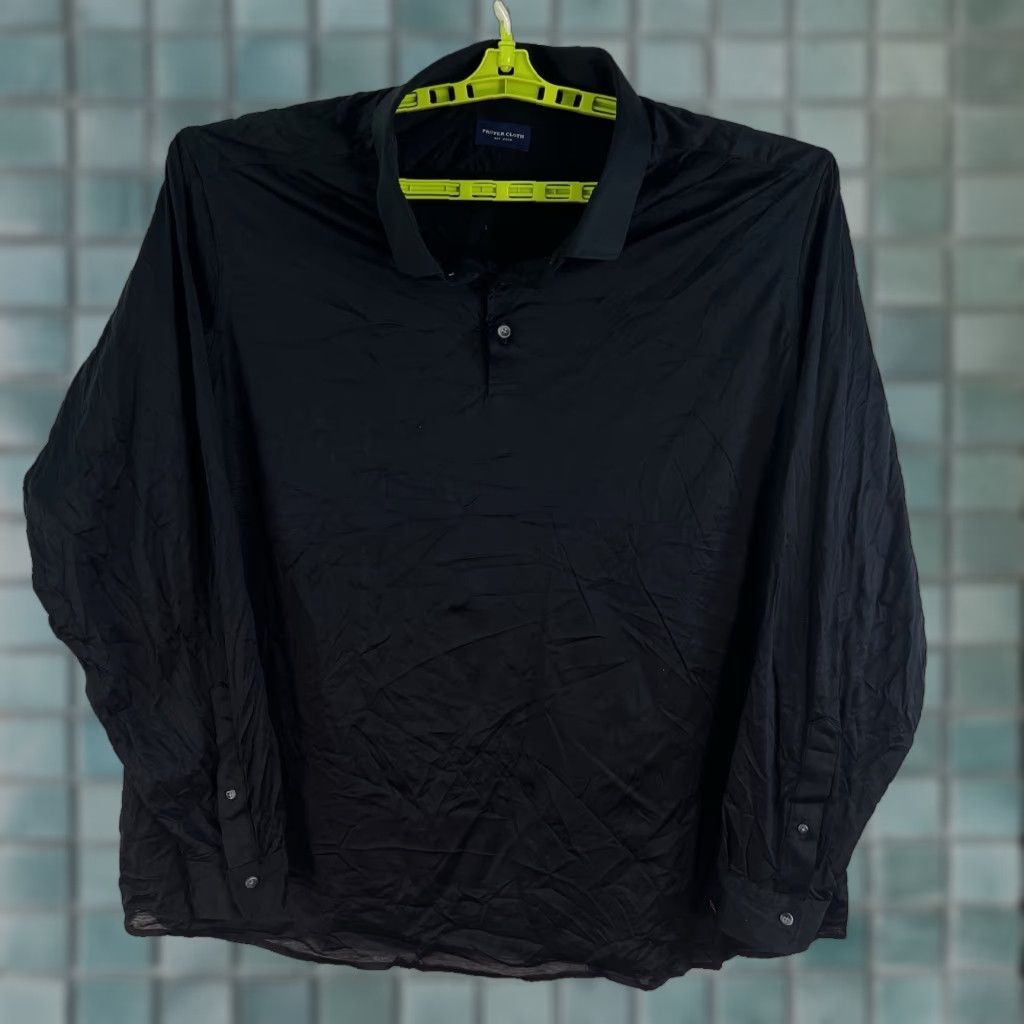CLOT VINTAGE Cloth Long Sleeve Henley Shirt Men 4XL Black Satin Sheen Cotton Casual Winter Size US XXL / EU 58 / 5 - 1 Thumbnail