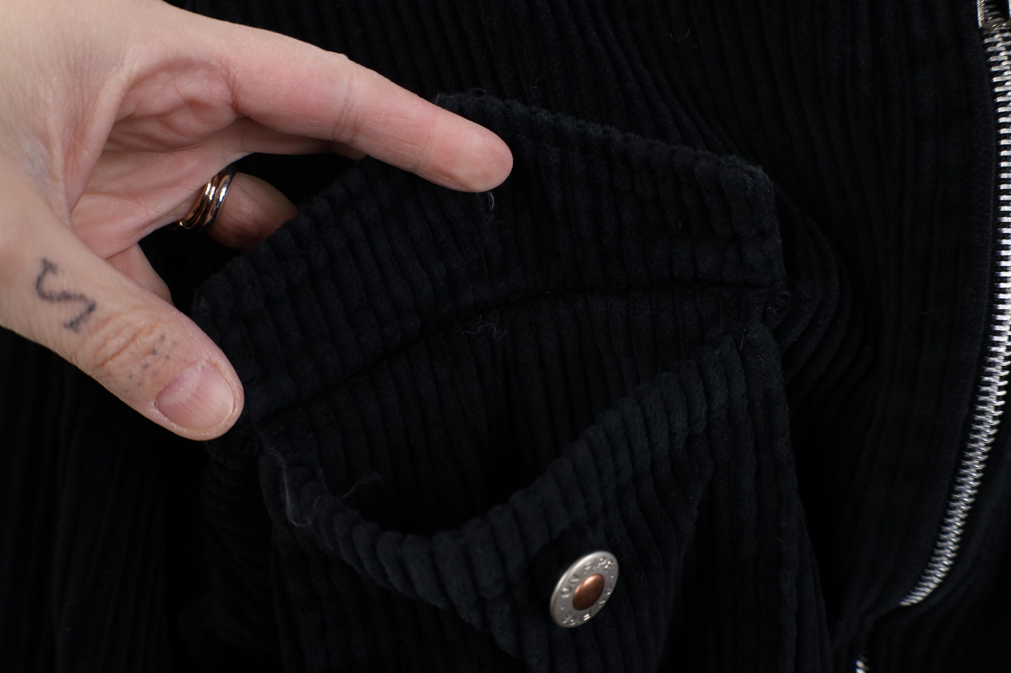 Vintage Vintage 90s Y2K Babydoll Full Zip Corduroy Jacket Black Size S / US 4 / IT 40 - 6 Thumbnail