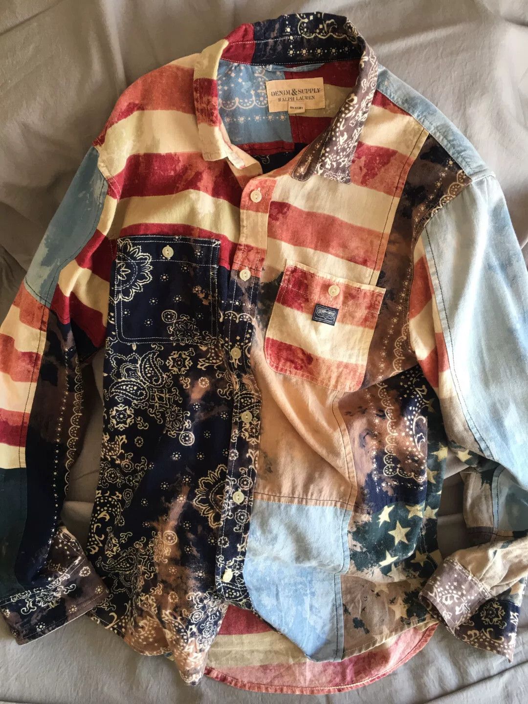 Polo Ralph Lauren Polo DS American Flag Pattern Shirt Size US M / EU 48-50 / 2 - 1 Thumbnail