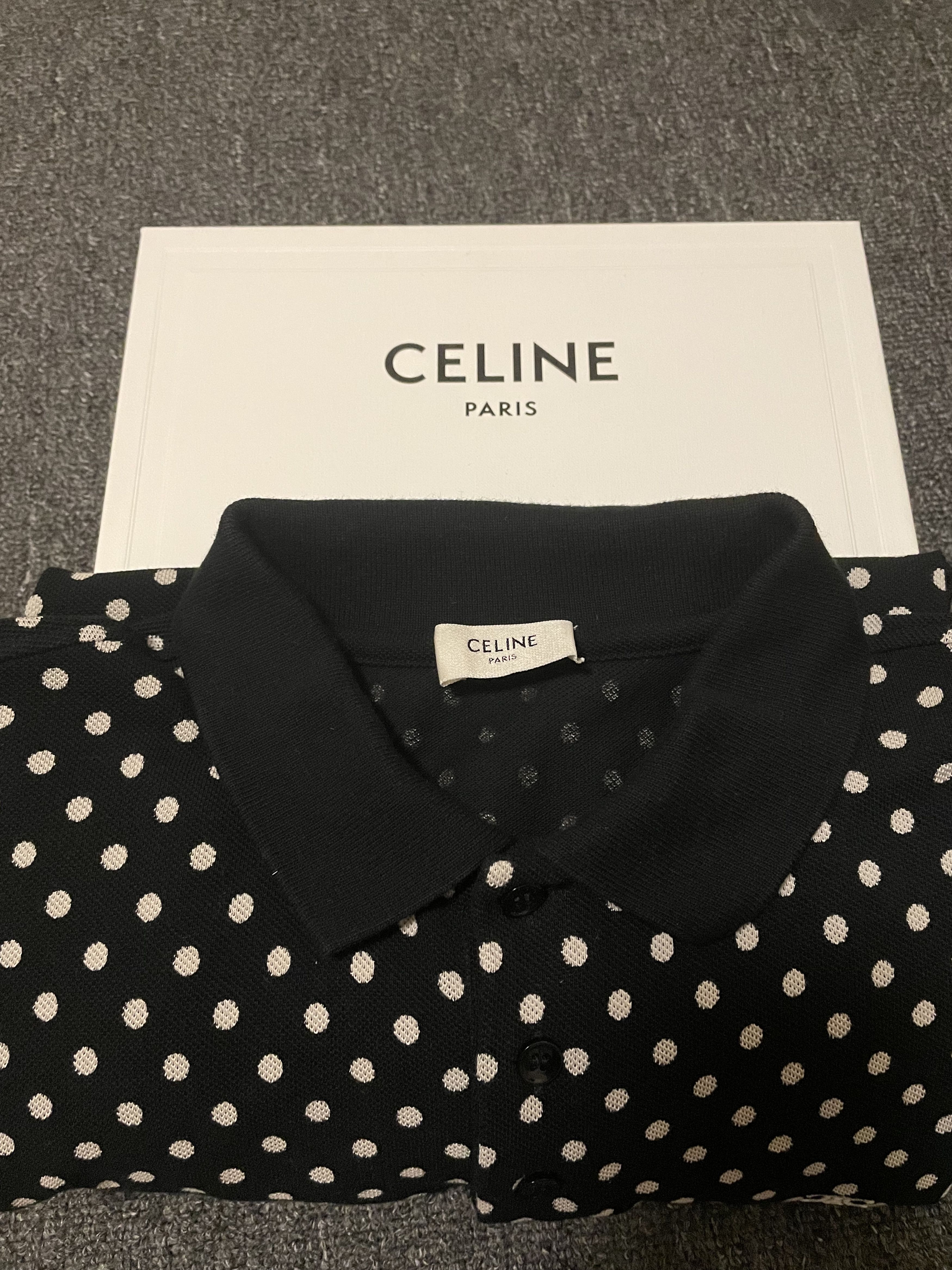 Celine CELIN unisex white dot polo T-shirt size L Size US L / EU 52-54 / 3 - 5 Thumbnail
