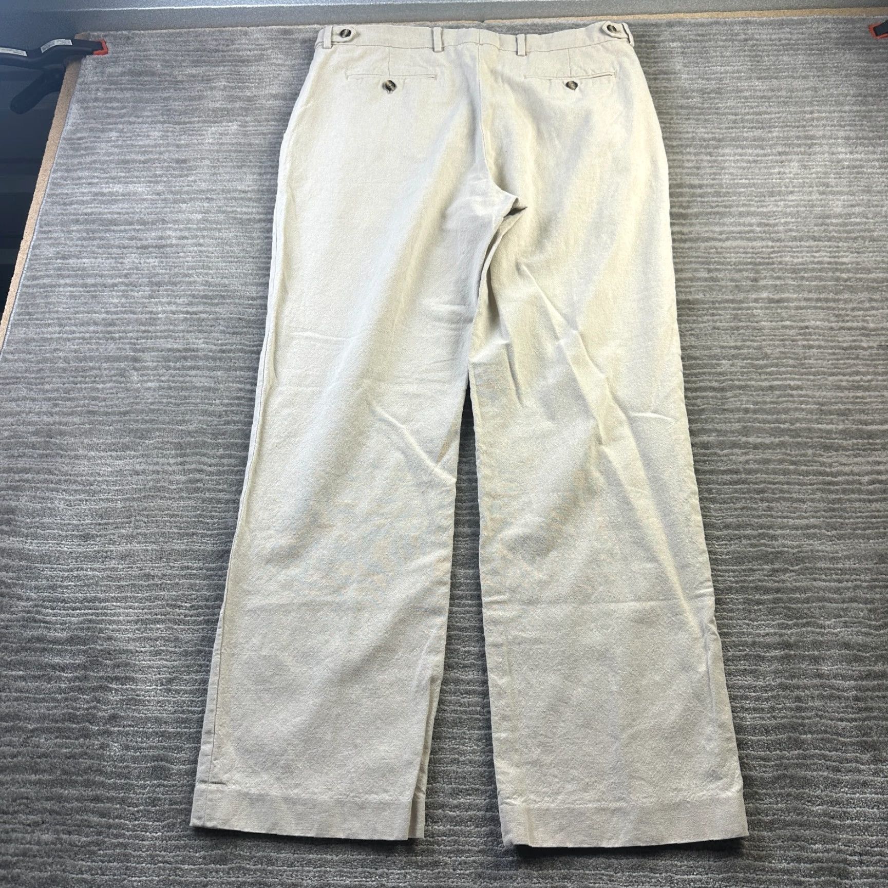 J.Crew J.CREW Pants Mens 35x30 Beige Linen Blend Chino Flat Front 5-Pocket Slimming Regular Straight Trousers Casual Workwear Size US 35 - 2 Thumbnail