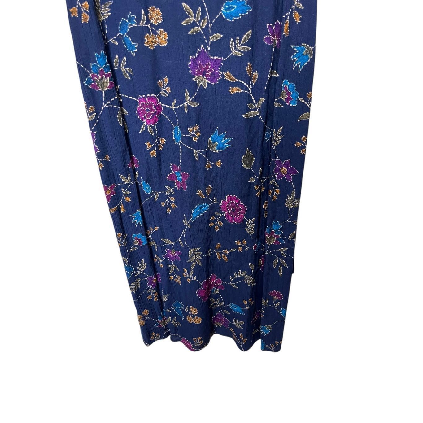 Other Vintage R&K 90s Blue Floral Print Maxi Dress Size 4P Size S / US 4 / IT 40 - 3 Thumbnail