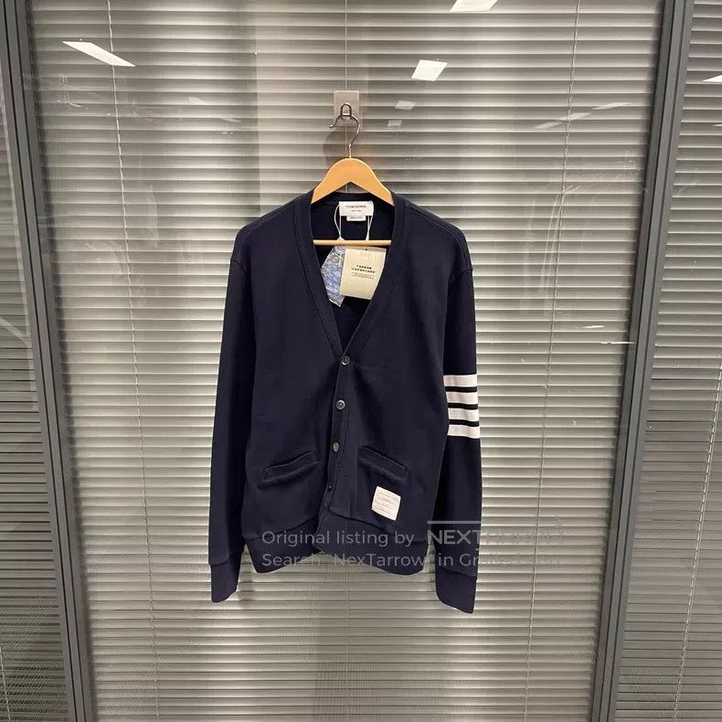 Thom Browne Thom Browne Dark Blue Knit Open Cardigan Size US XL / EU 56 / 4 - 1 Thumbnail