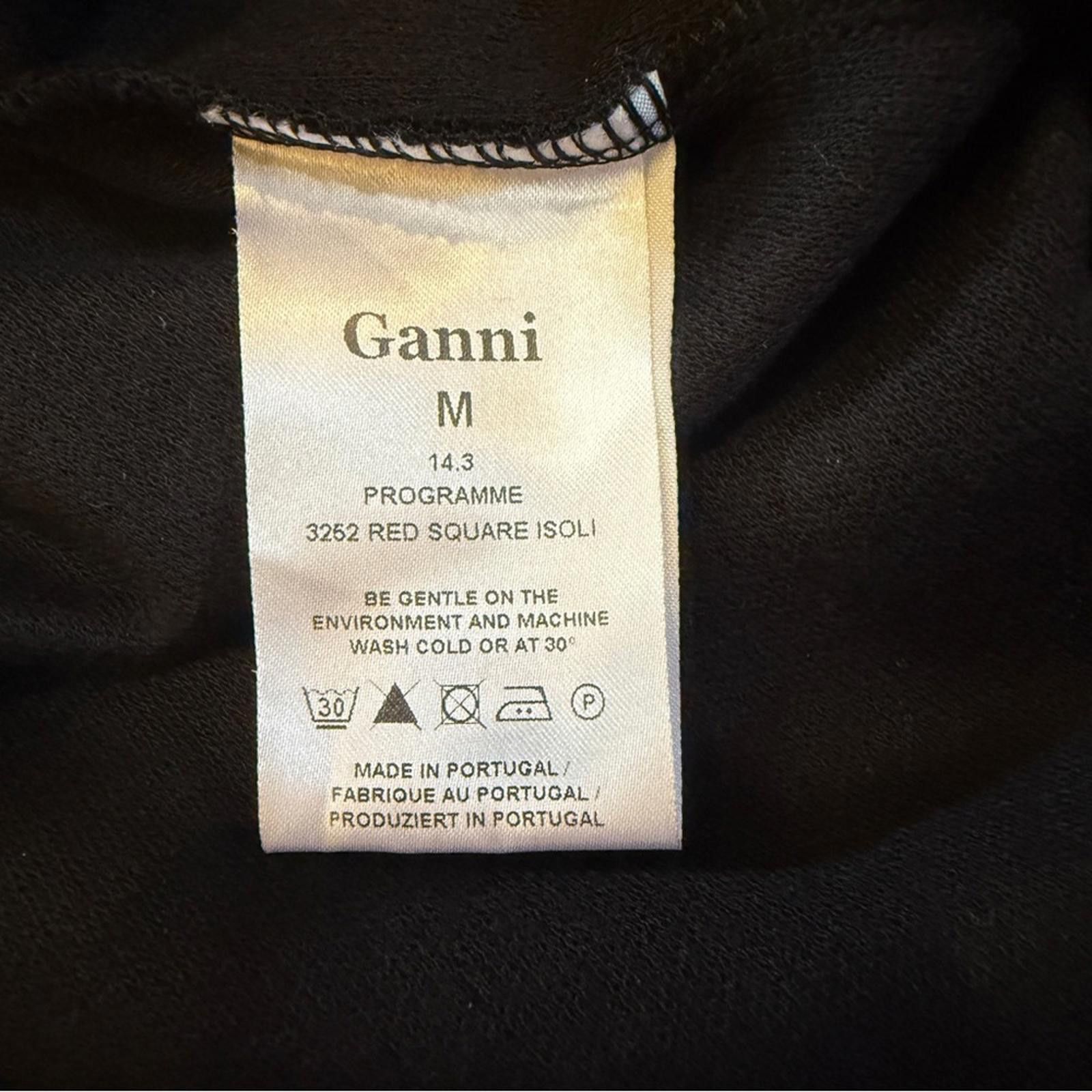 Ganni GANNI black ruffle-hem jersey shift dress - M, ¾ sleeve Size M / US 6-8 / IT 42-44 - 6 Thumbnail