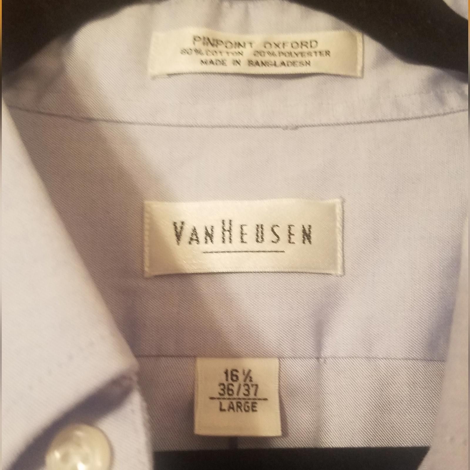 Van Heusen VanHeusen Light Blue Pinpoint Oxford Size Large 16 1/2 Size US M / EU 48-50 / 2 - 3 Thumbnail