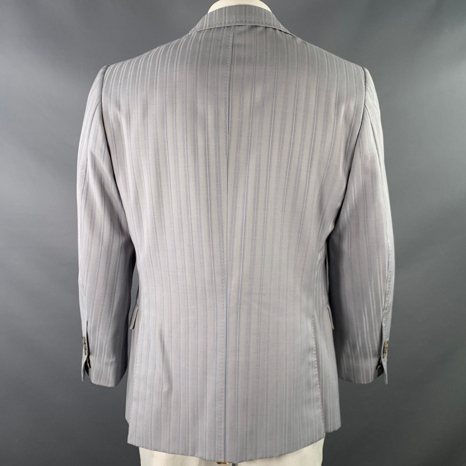 Other ASTOR & BLACK 44 Grey Blue Stripe Single Breasted Sport Coat Size 44R - 3 Thumbnail