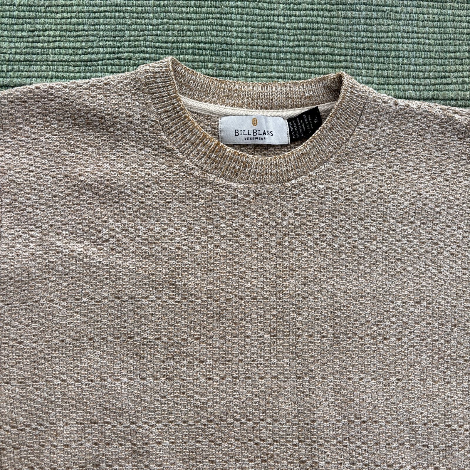 Bill Blass × Vintage Vintage Bill Blass Light Cream Tan Cotton Blend Knit Sweater Size US XL / EU 56 / 4 - 2 Thumbnail