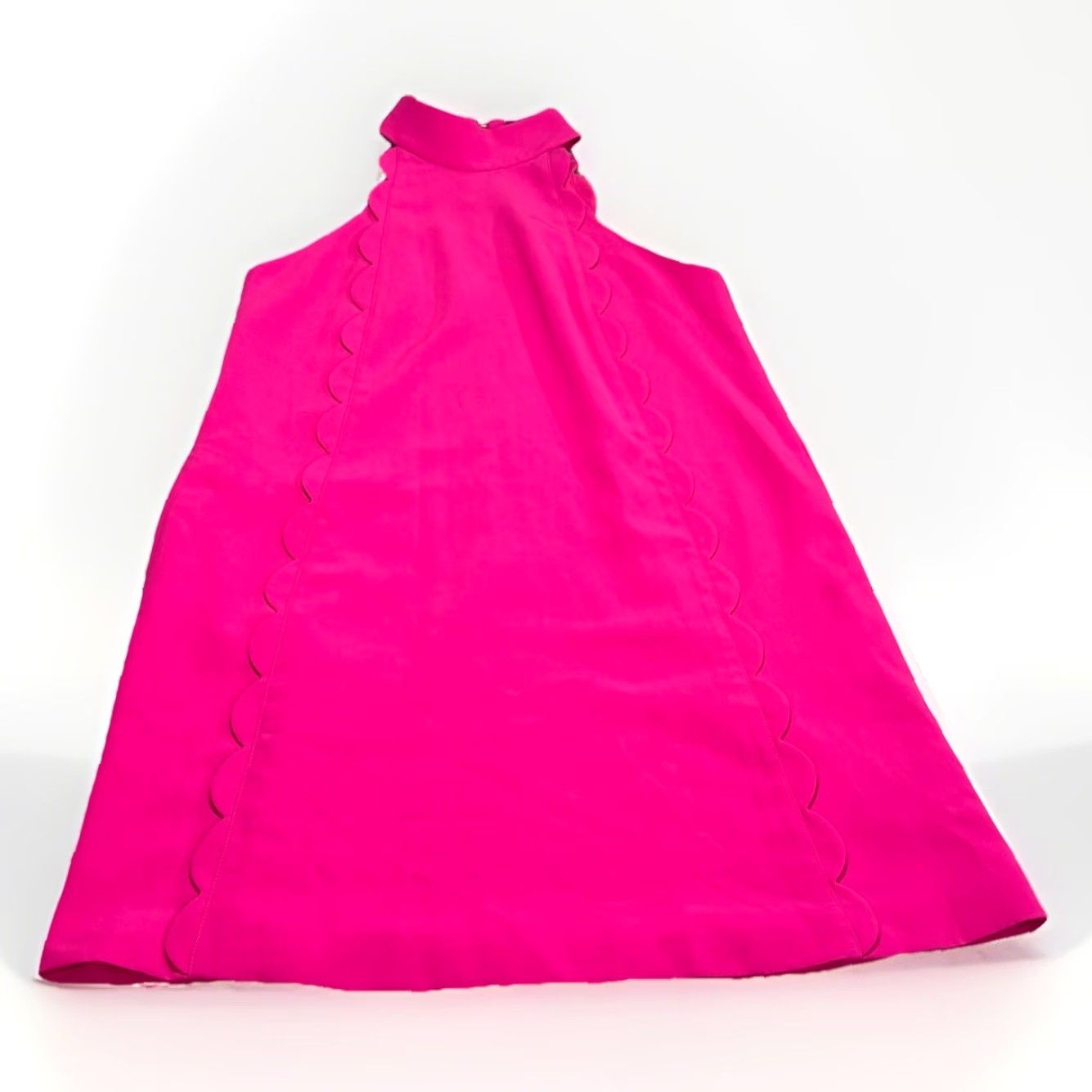 Ted Baker TED BAKER Dress Halter Pink 2 A-Line Mini Sleeveless Scallop Zip Boutique, Designer Barbiecore, Shift, 8 16 24 Women Size XS / US 0-2 / IT 36-38 - 3 Thumbnail