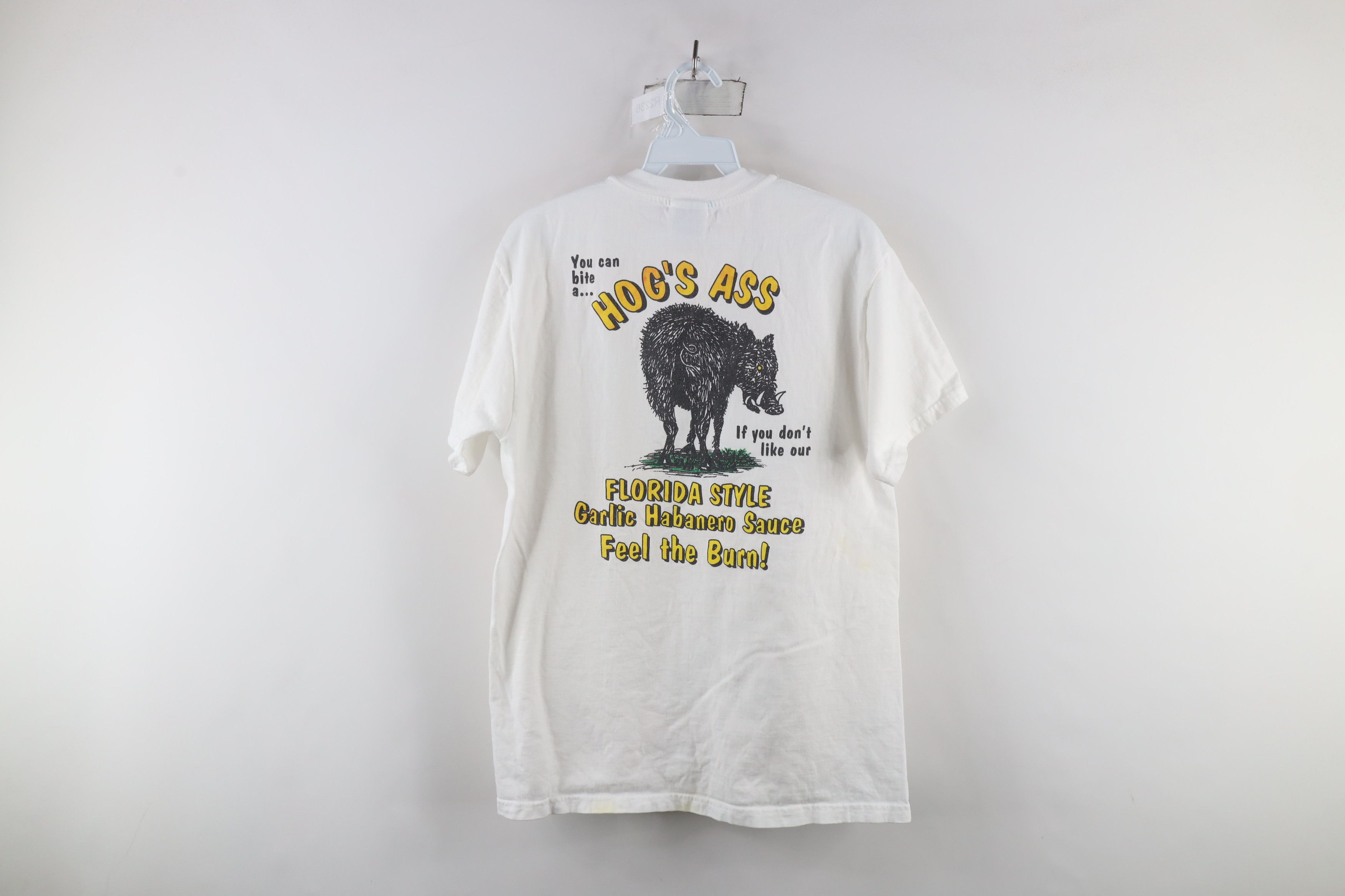 Vintage Vintage 90s Hogs Ass Garlic Habanero Sauce T-Shirt White Size US M / EU 48-50 / 2 - 12 Thumbnail