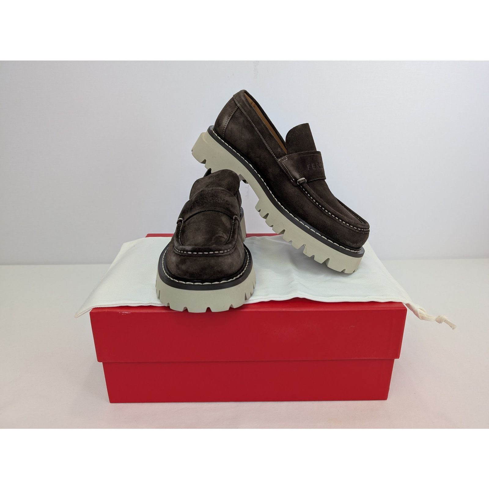 Salvatore Ferragamo o1rshd1 New Biscot Calf Suede Boots in Brown Size US 10 / EU 43 - 16 Thumbnail