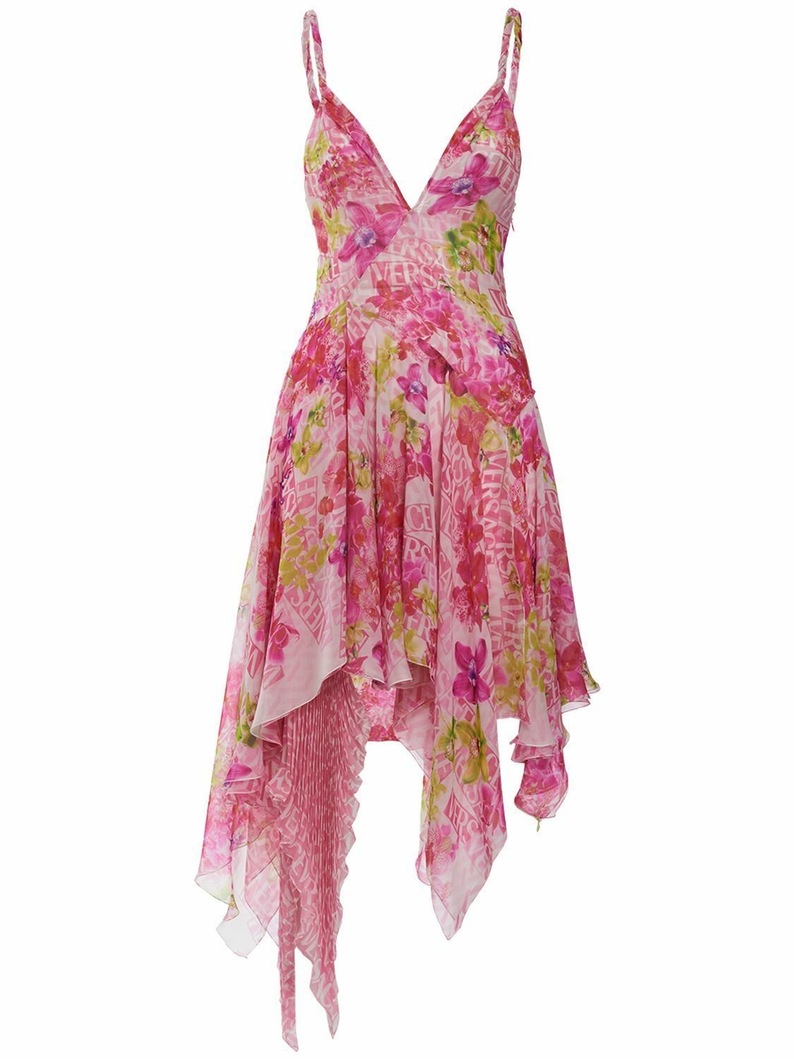 Versace o1y0226 Silk Midi Dress in Multicolor Size S / US 4 / IT 40 - 1 Thumbnail