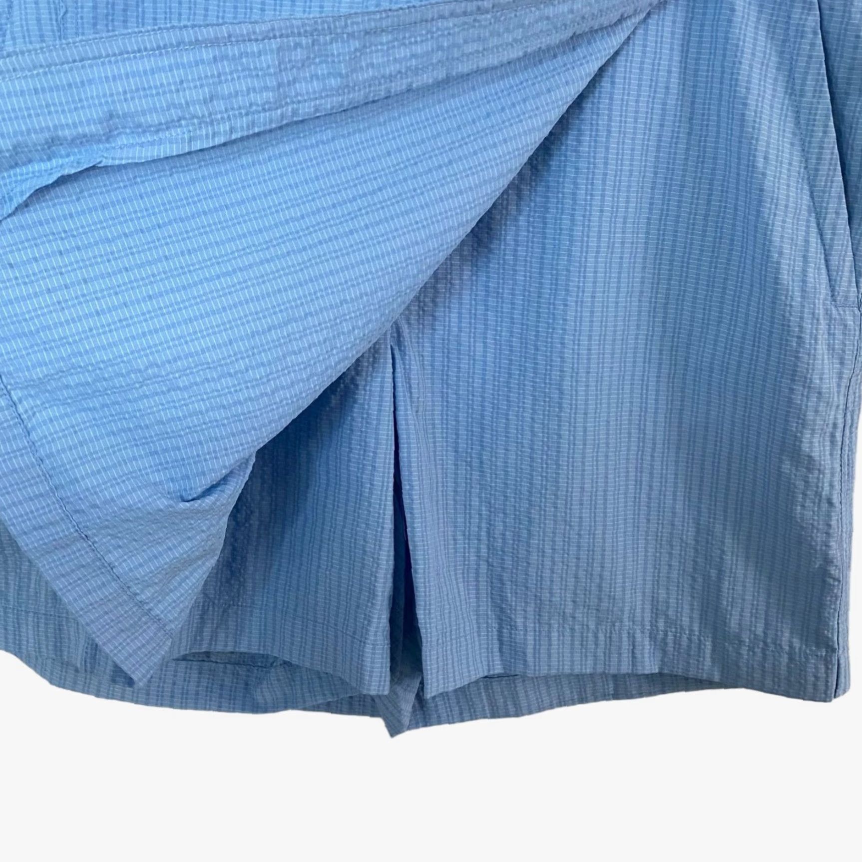 Vintage Columbia PFG Active Cargo Skort Women's Medium Blue Seersucker Nylon Comfort Fit Size ONE SIZE - 6 Thumbnail