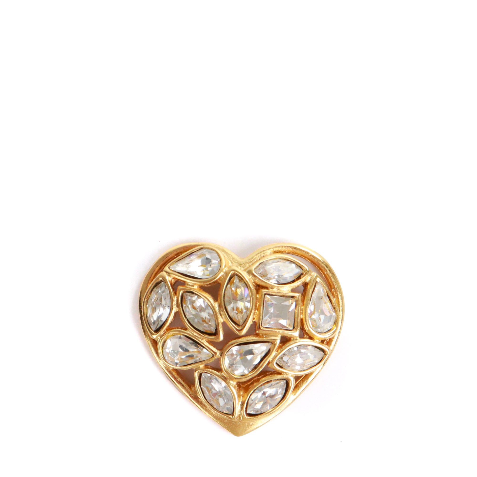 Saint Laurent Paris SAINT LAURENT - Vintage Yves Saint Laurent Rhinestone Heart Brooch Size ONE SIZE - 1 Thumbnail