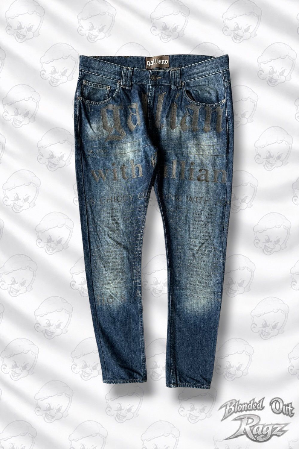 John Galliano Galliano Newspaper Denim | Grailed