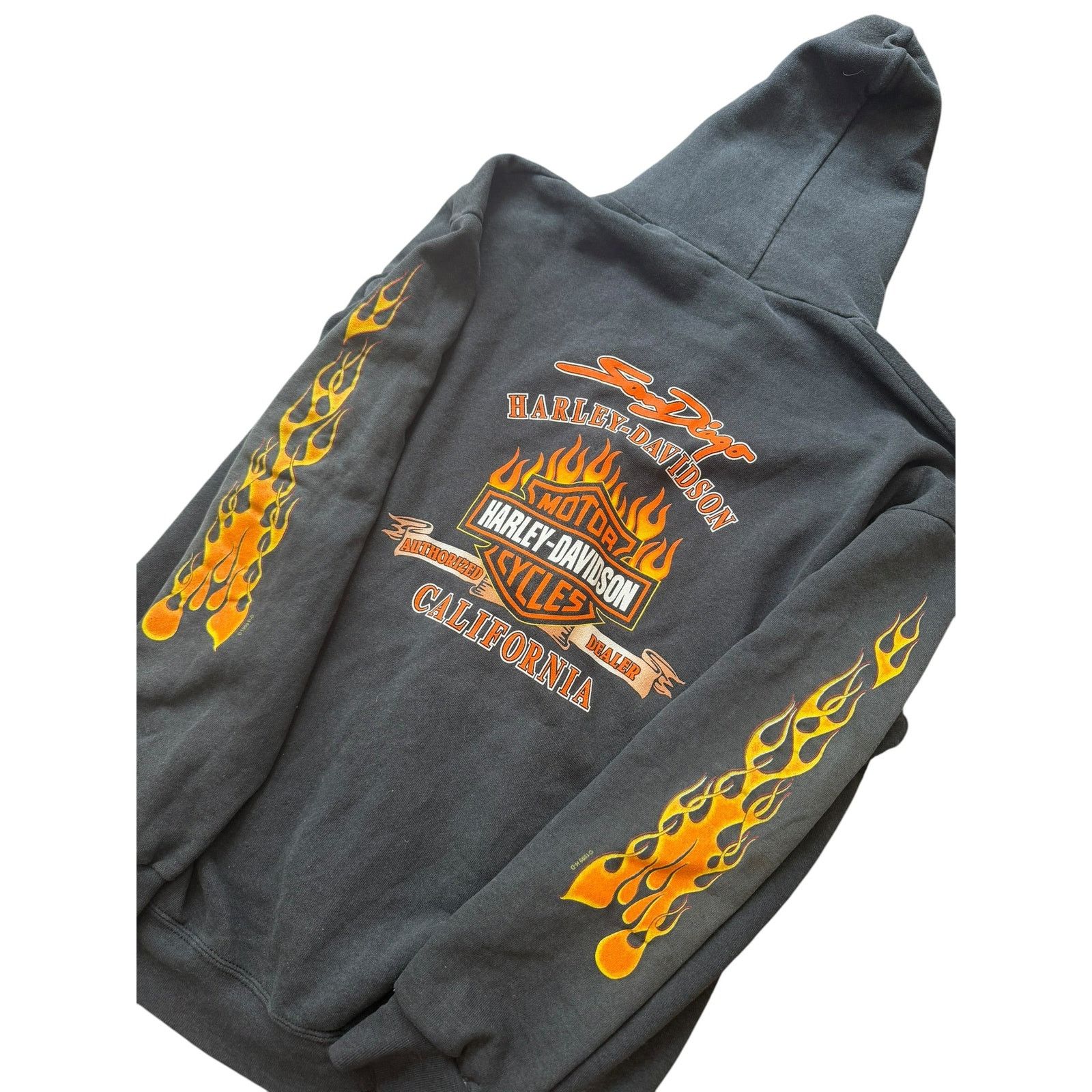 Harley Davidson Vintage Faded Harley Davidson San Diego Flame Zip Hoodie Size US XXL / EU 58 / 5 - 8 Thumbnail