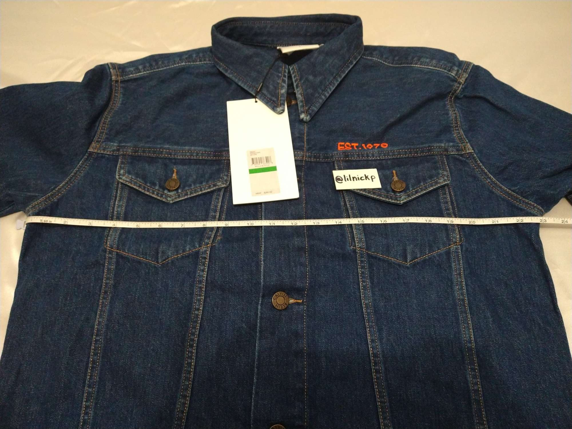 Calvin Klein 205W39NYC EST. 1978 Apollo Blue Denim Trucker Jacket Size US L / EU 52-54 / 3 - 4 Thumbnail