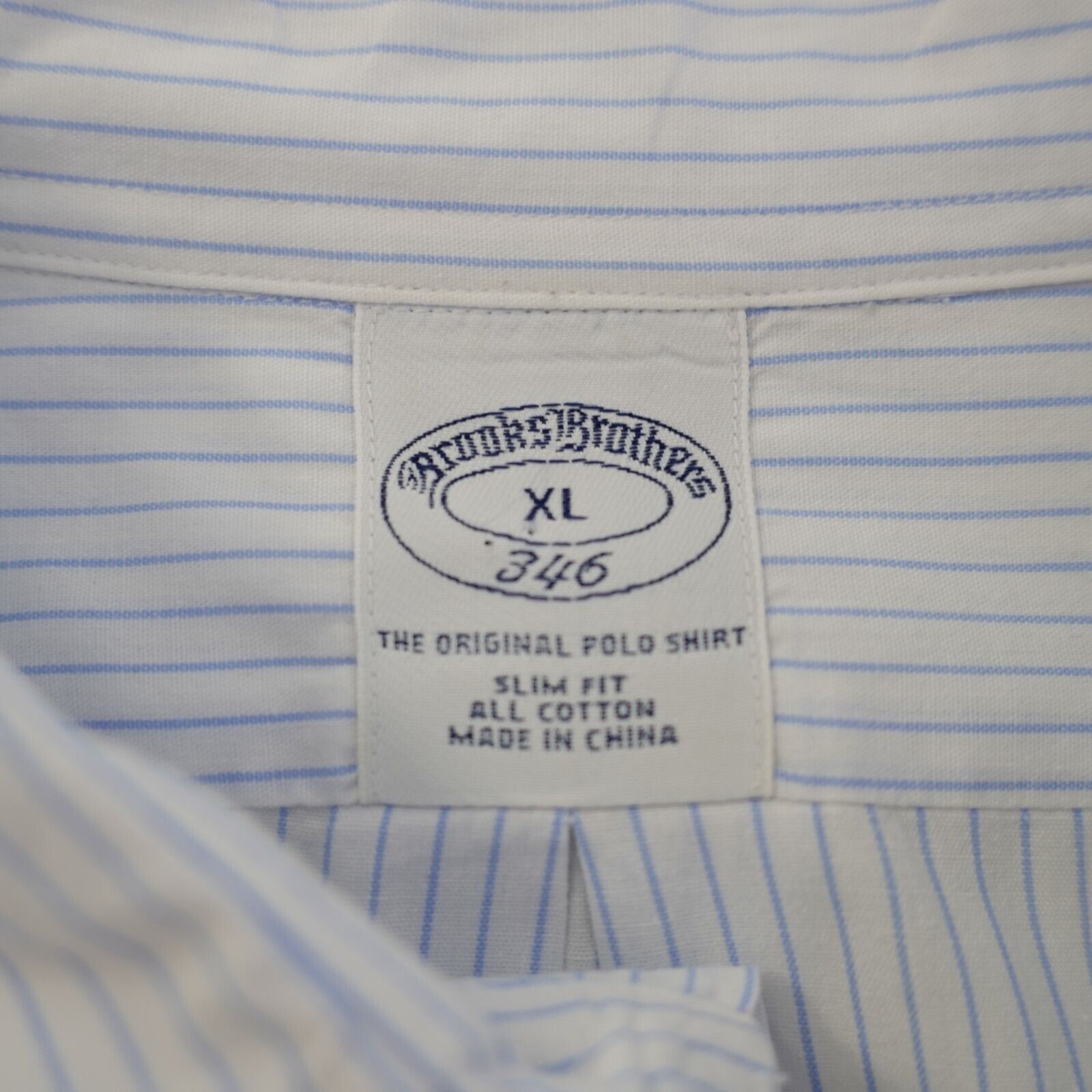 Brooks Brothers Brooks Brothers 346 White Blue Striped Slim Fit XL Button D Size US XL / EU 56 / 4 - 9 Thumbnail