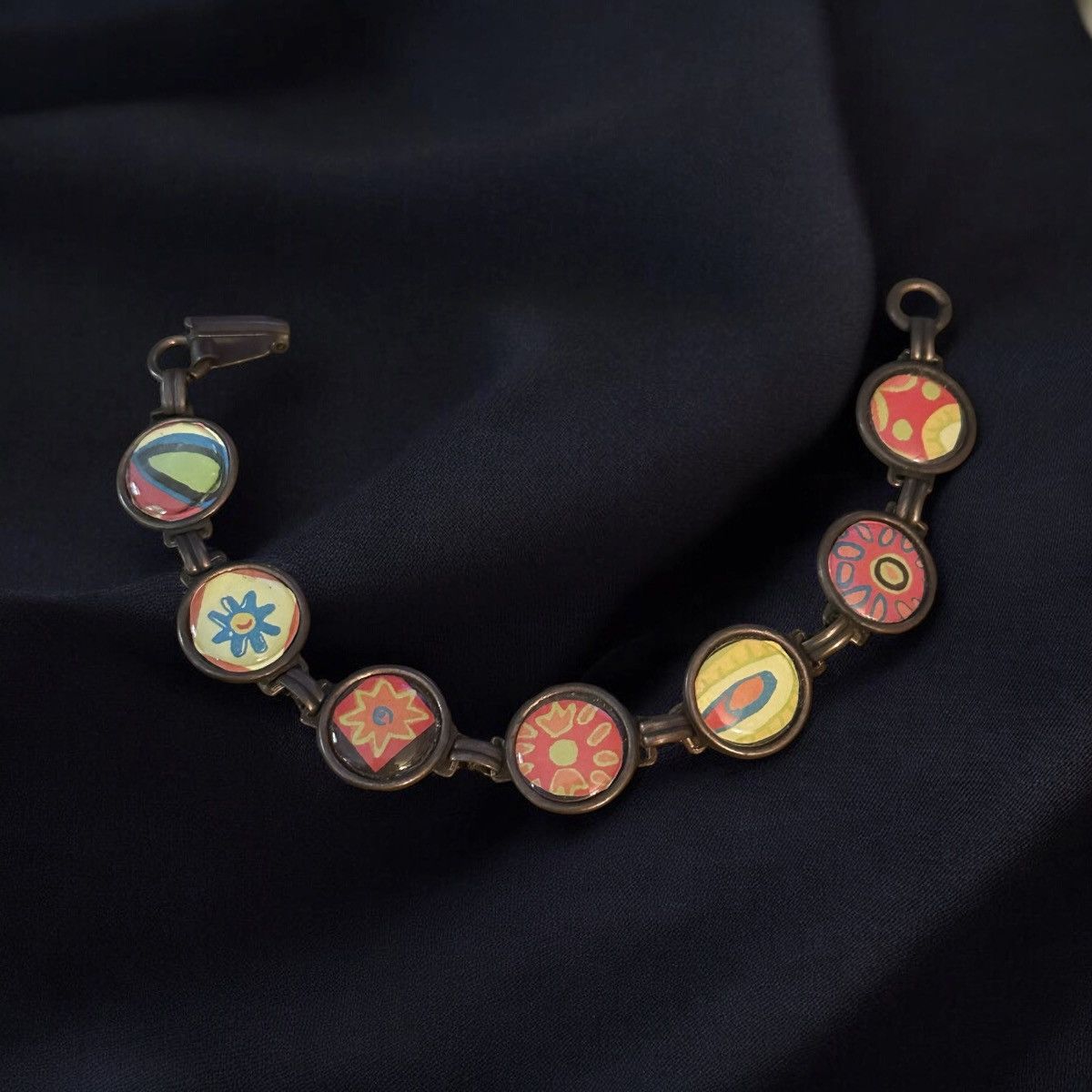 Vintage Vintage bronze tone enamel designed disc bracelet Size ONE SIZE - 1 Thumbnail