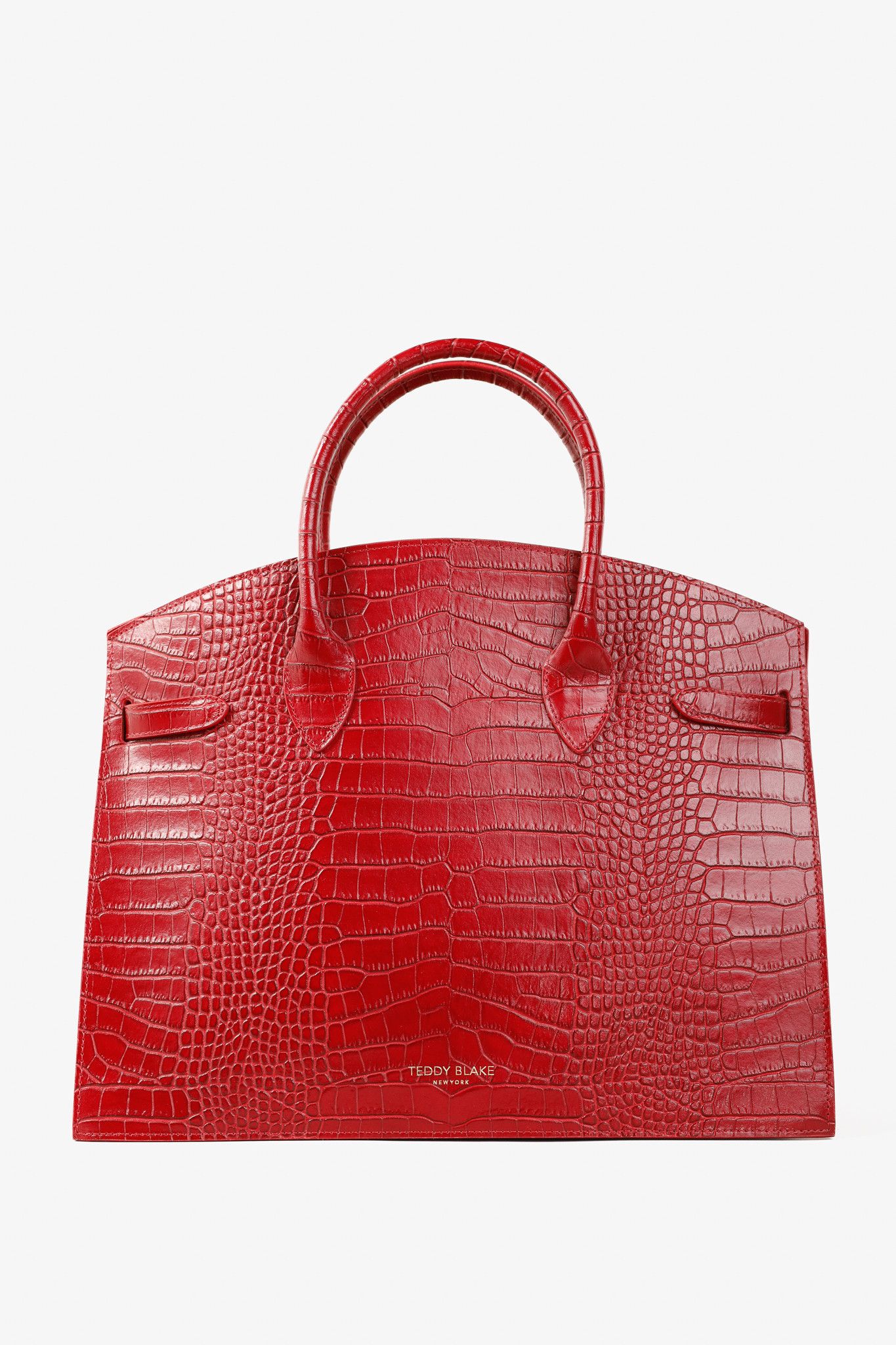 Designer Teddy Blake Kate Red Croco Embossed Leather Handbag Size ONE SIZE - 1 Thumbnail