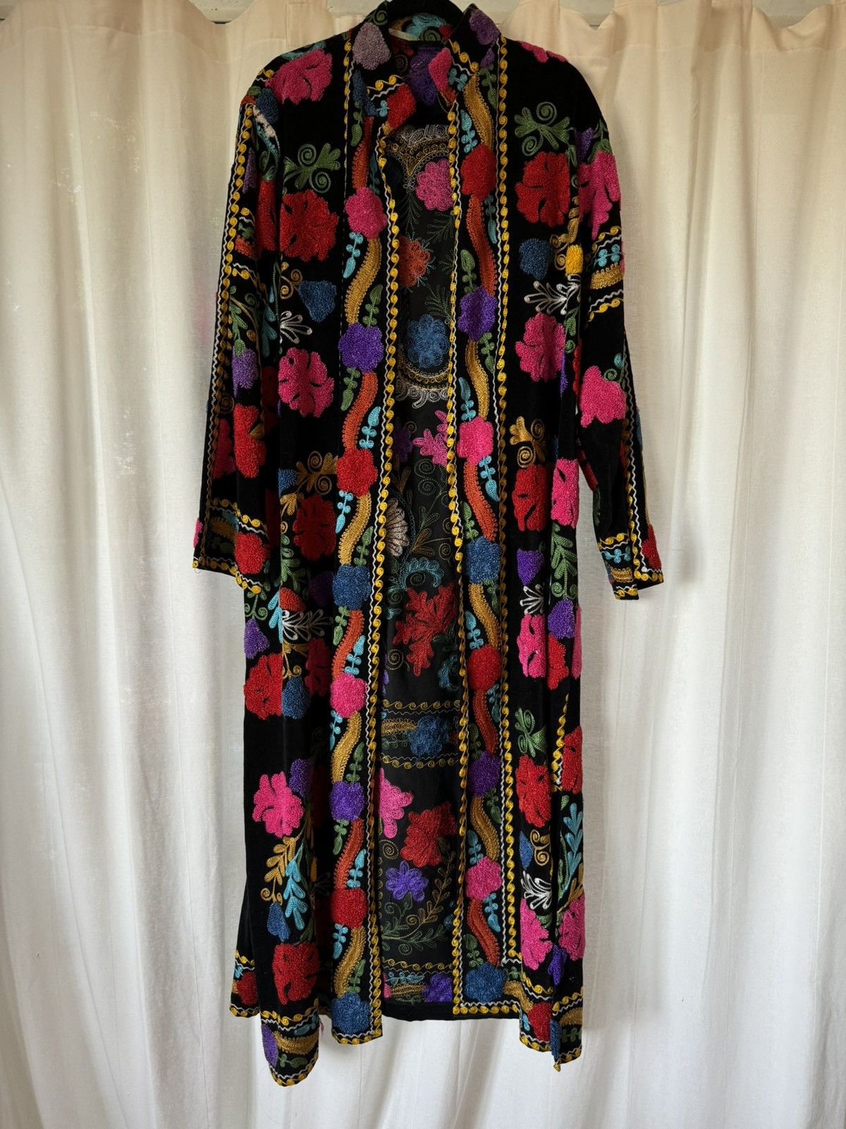 Handmade Turkish Handmade Floral Embroidered Full Length Kaftan Size ONE SIZE - 11 Thumbnail