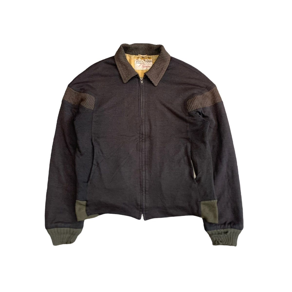 image of Bomber Jacket x Retro Jacket Vintage 50S Fox Knapp Gabardine Rockabilly Ricky's Jacket in Dark Gree