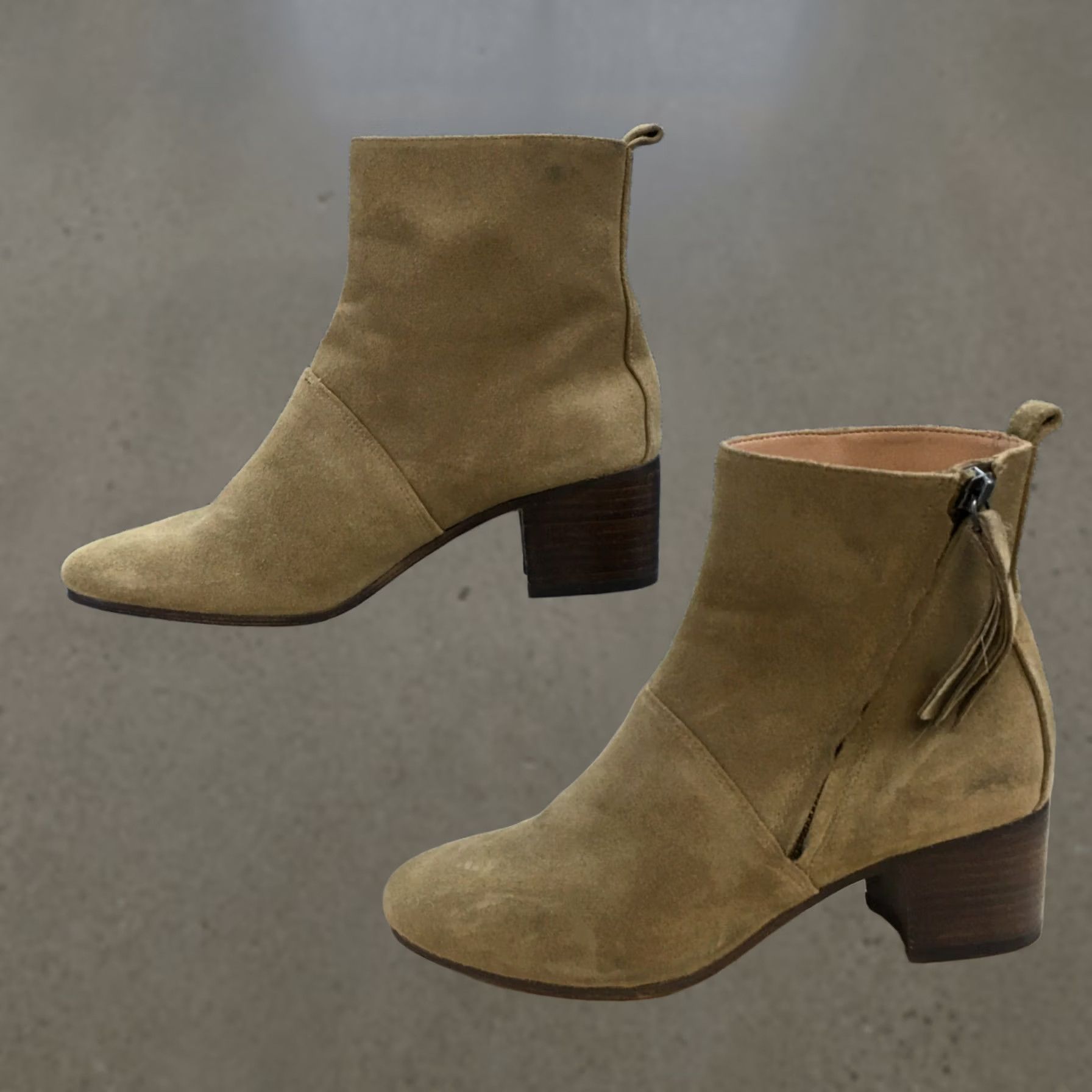 Banana Republic Banana Republic Boots Womens Lydia Green Suede Heeled Side Zip Tasseled 5.5 M Bootie Womens Green Suede Boots Size US 6 / IT 36 - 1 Thumbnail