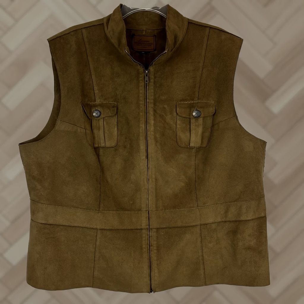 Ralph Lauren Lauren Ralph Lauren Faux Suede Zip Brown Barn Chore Casual Vest Jacket 2X Womens Size XXL / US 16-18 / IT 52-54 - 1 Thumbnail