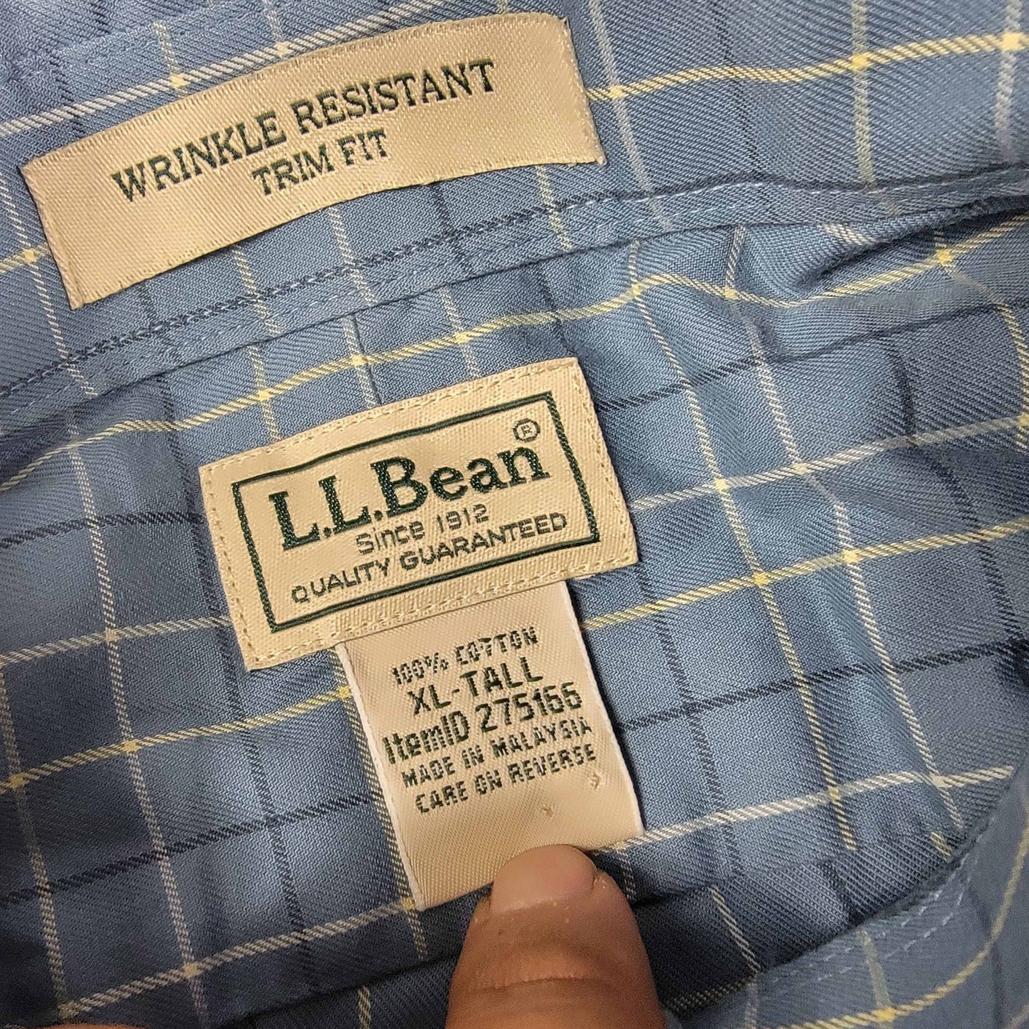 L.L. Bean LL Bean Mens XL Tall Blue Plaid Button Down Long Sleeve Shir Size US XL / EU 56 / 4 - 3 Thumbnail