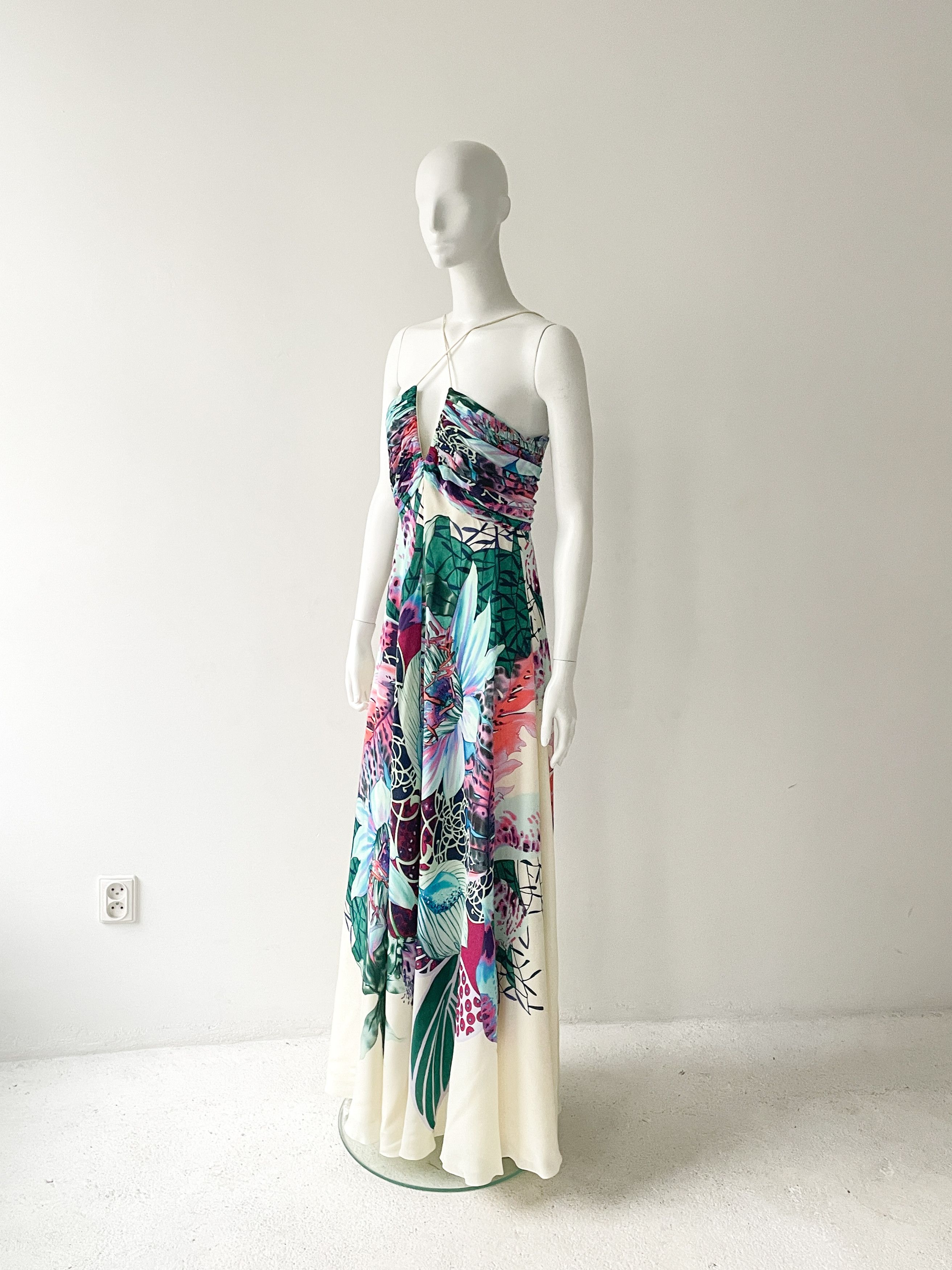 Roberto Cavalli tropical silk gown FW 2018 Size S / US 4 / IT 40 - 5 Thumbnail