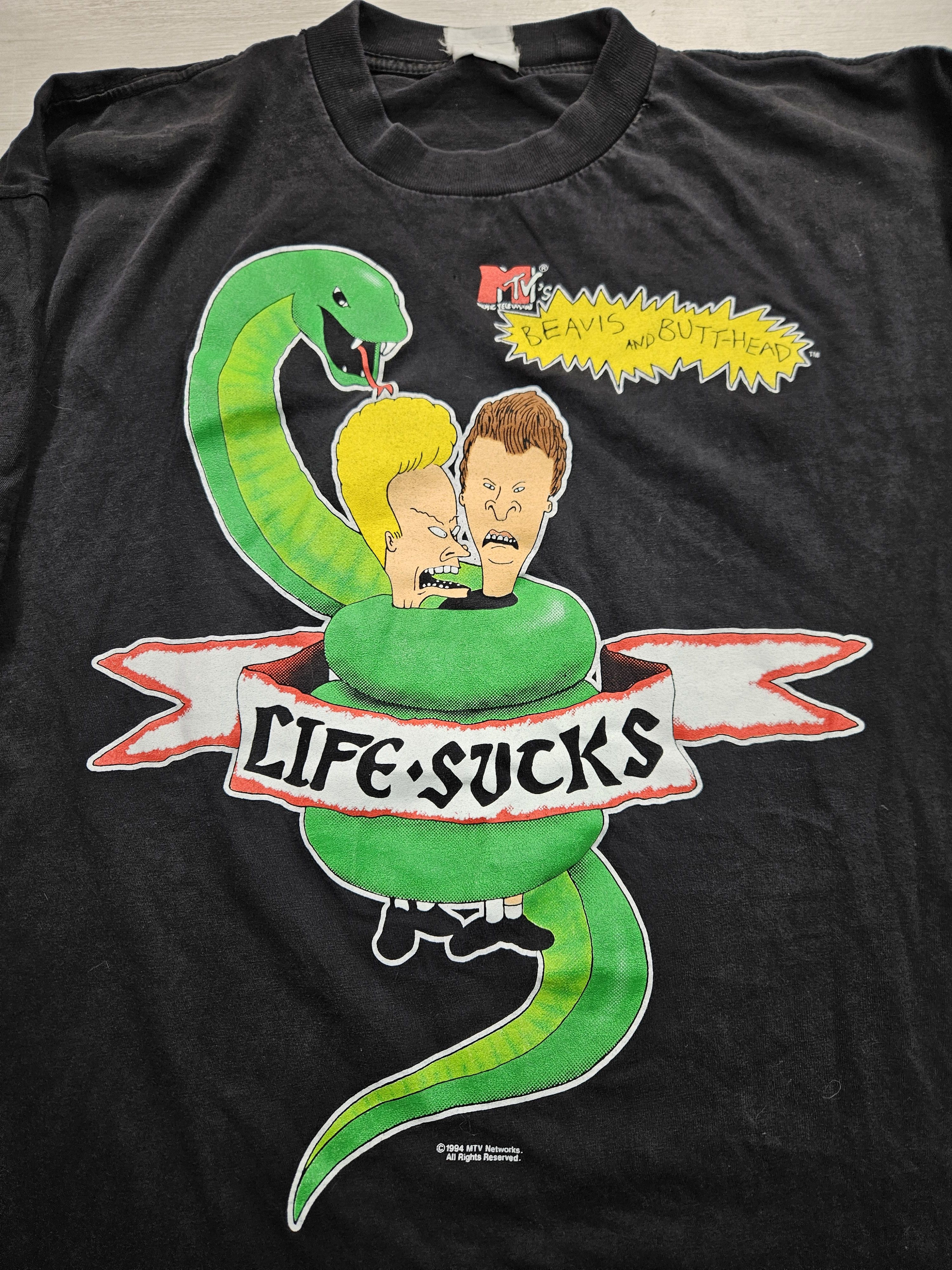 Vintage Vintage Beavis and Butthead T-shirt Life Sucks Snake Size US L / EU 52-54 / 3 - 2 Thumbnail