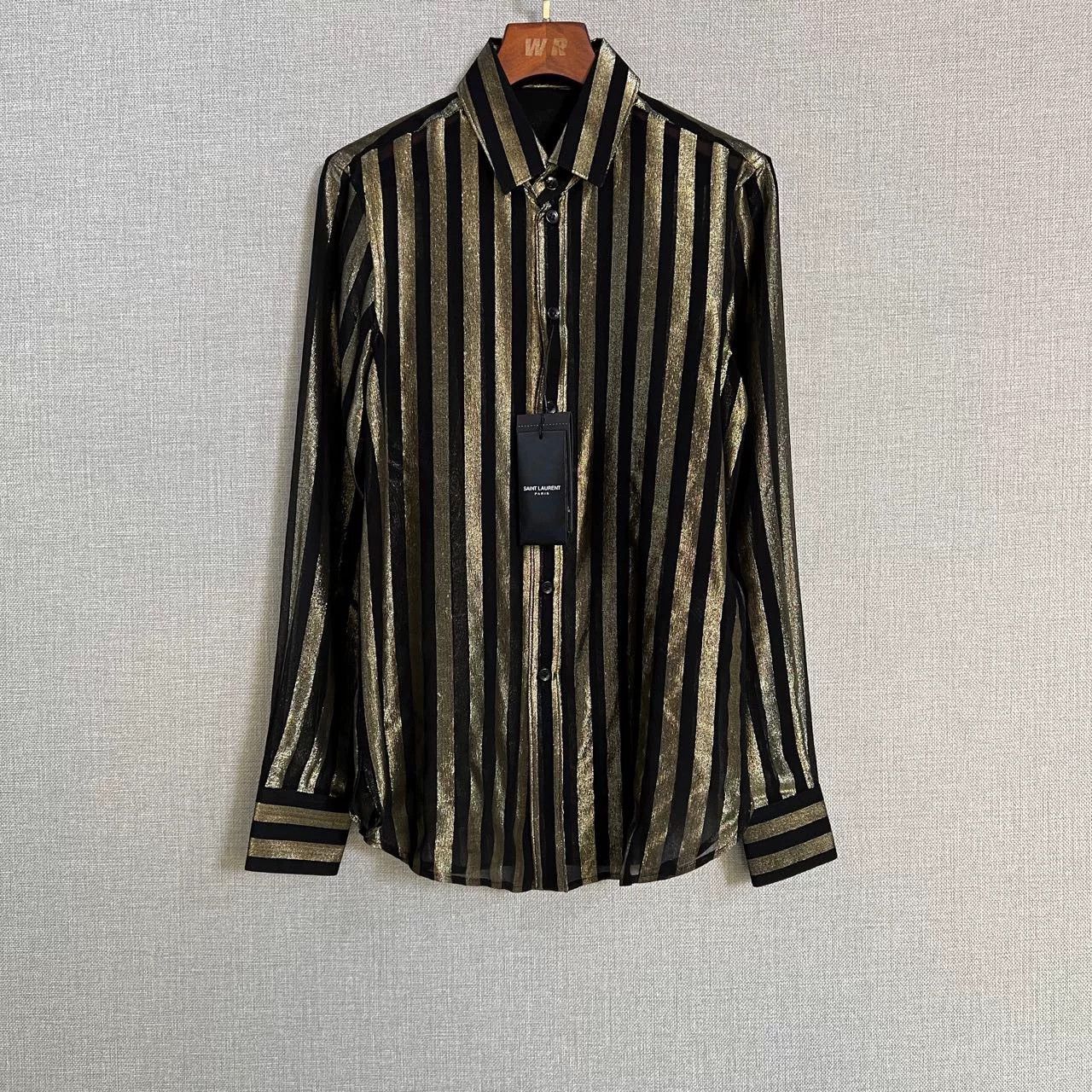 Saint Laurent Paris Saint Laurent YSL Black Gold Sequin Silk Blouse Size XXS / US 00 / IT 34 - 1 Thumbnail