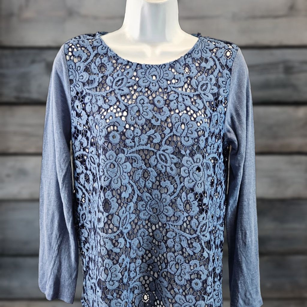 Vintage Sundance Womens Ariadna Lace Top Sz Medium Blue Long Sleeve Cotton Blend Shirt Womens M Blue Lace Top Size M / US 6-8 / IT 42-44 - 1 Thumbnail