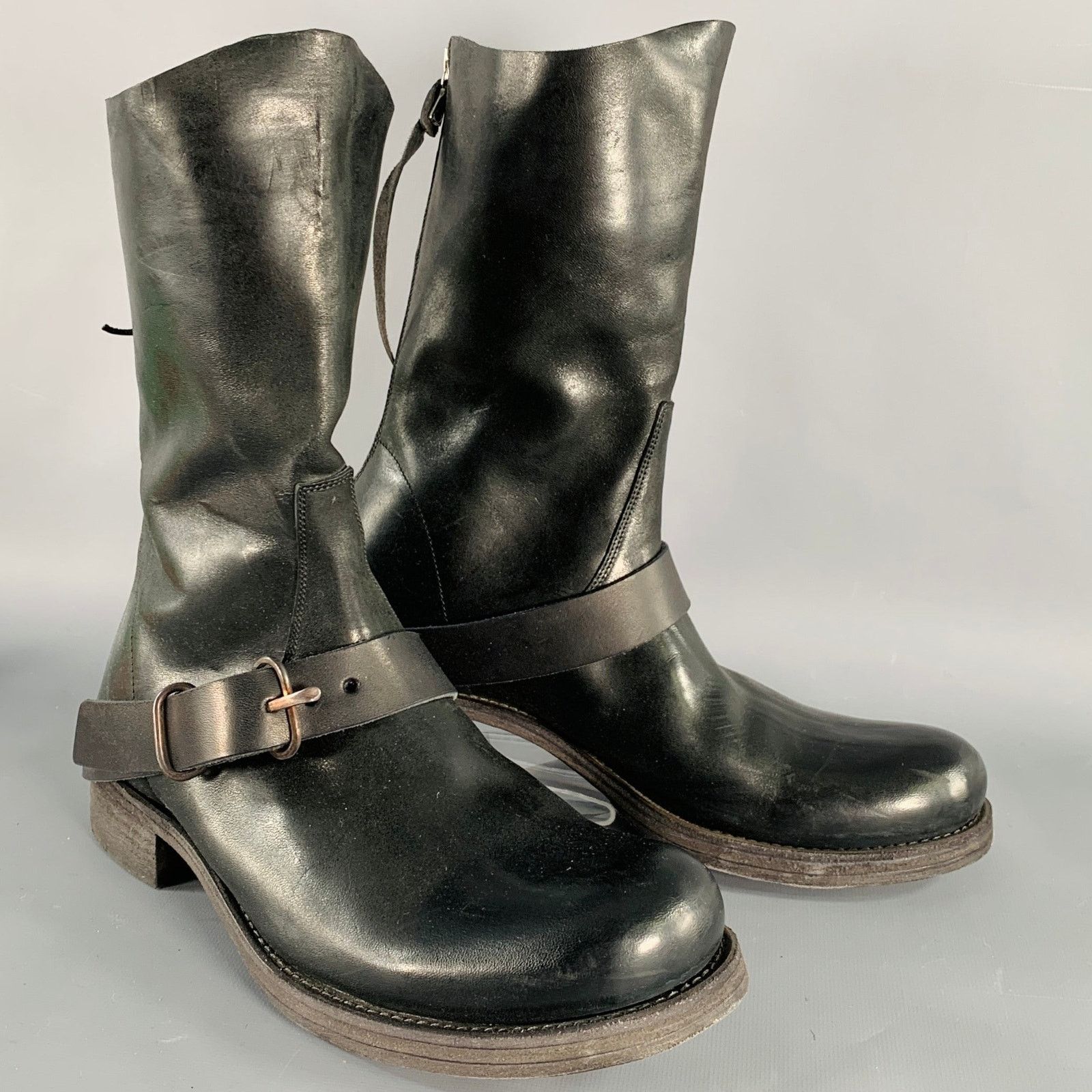 Ma+ M.A+ Size 11 Black Leather Horsehide Buckle Boots Size US 11 / IT 41 - 1 Thumbnail