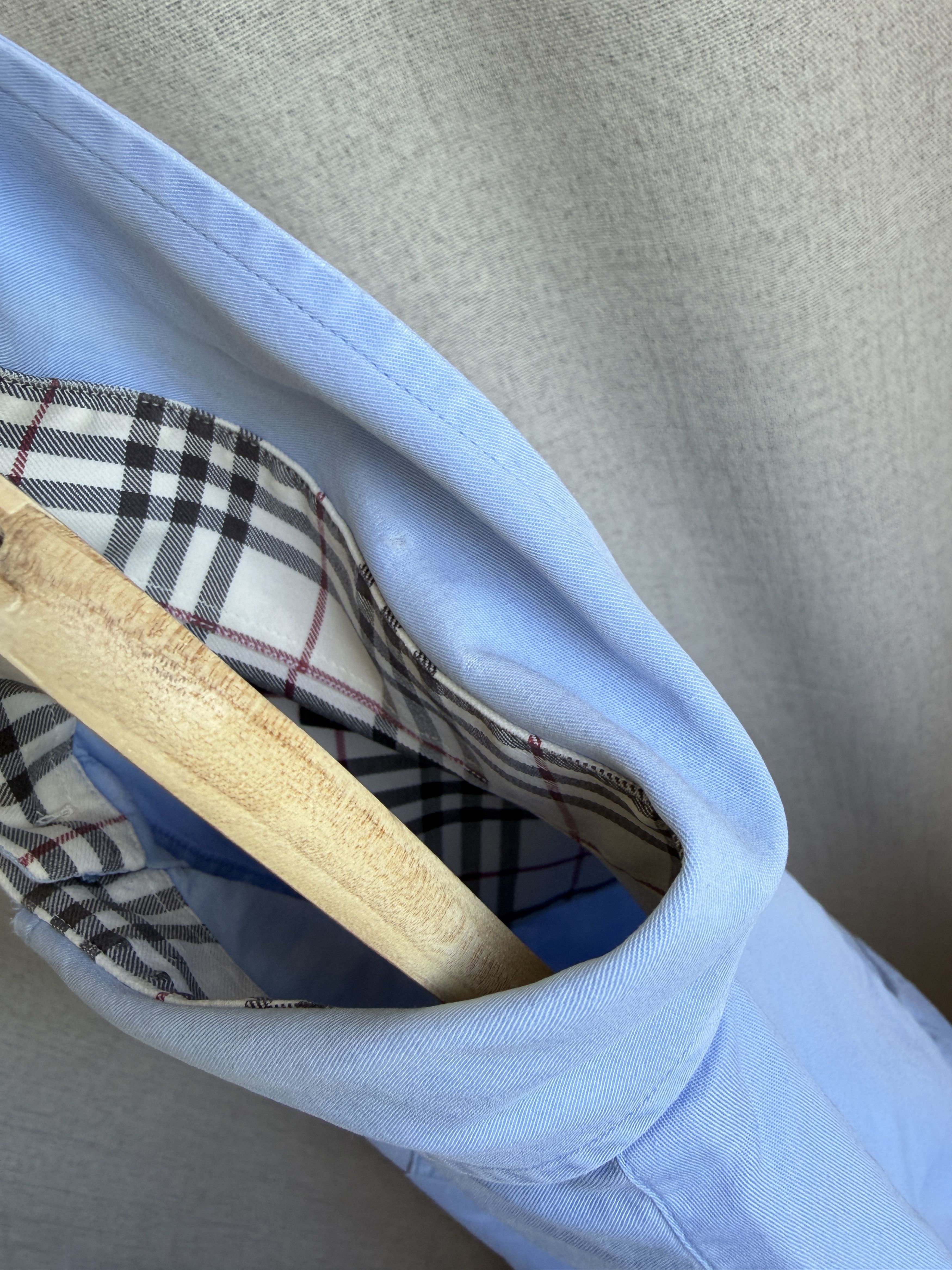 Burberry Vintage Burberry Nova Check Blue Plain Button Up Shirt Size US L / EU 52-54 / 3 - 12 Thumbnail