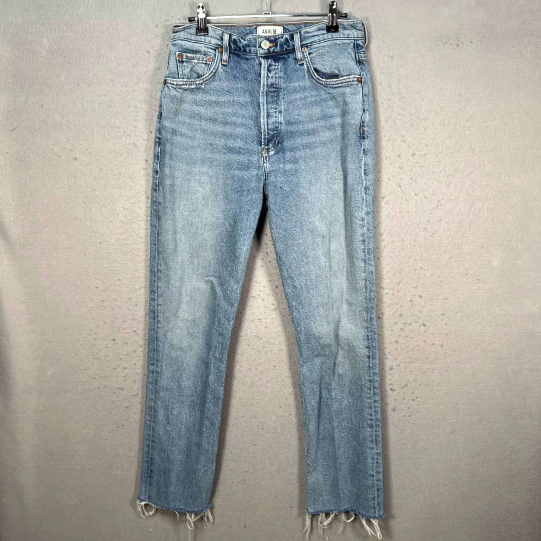 Agolde VINTAGE AGOLDE Jeans Blue 27 High Rise Slim Distressed Denim Womens 27 Inseam 28 Straight Fiber Organic Cotton Blend Distressed 8/10 Size 27" / US 4 / IT 40 - 2 Thumbnail