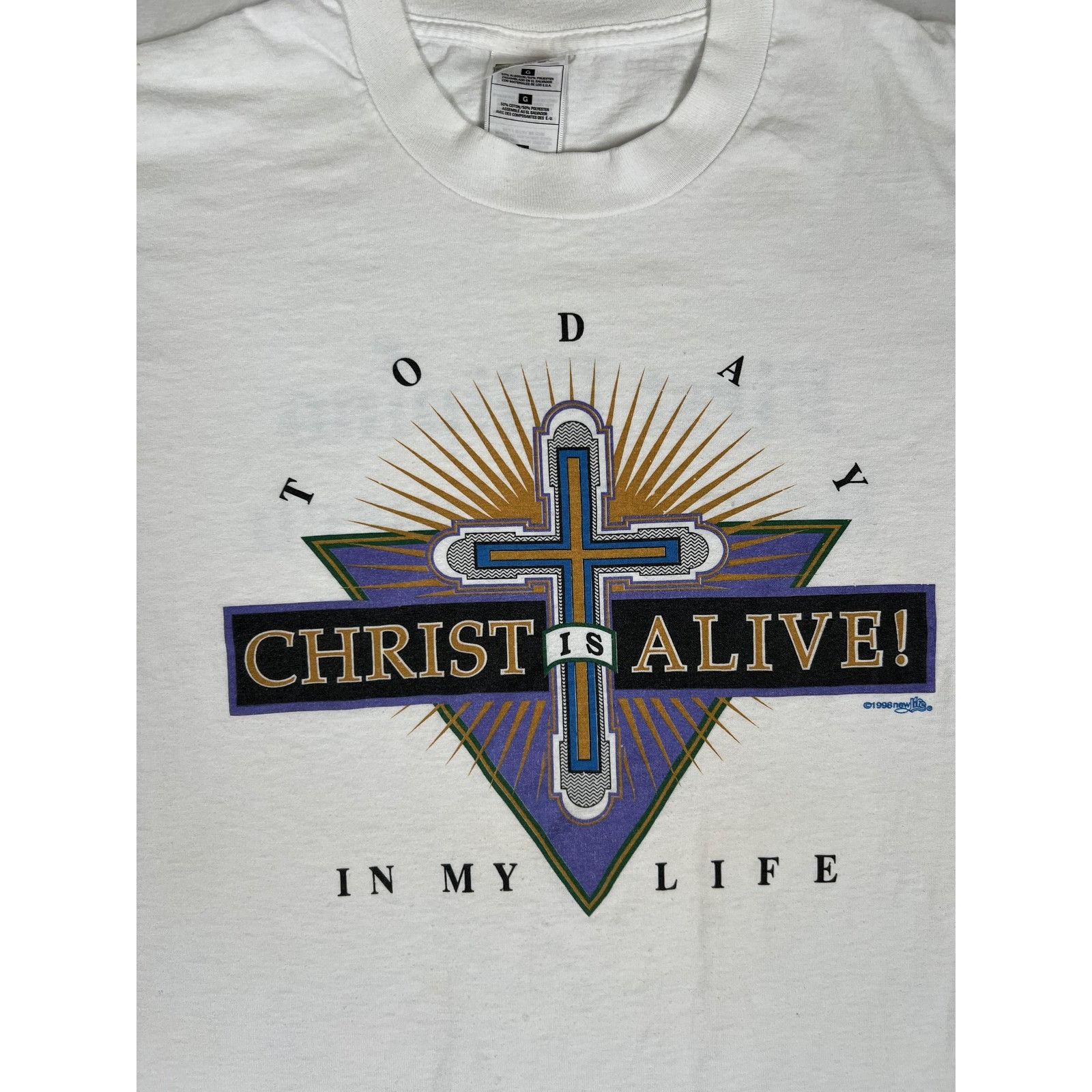 Fruit Of The Loom Vintage Christ Is Alive Shirt Mens Large White Christian Bap Size US L / EU 52-54 / 3 - 2 Thumbnail