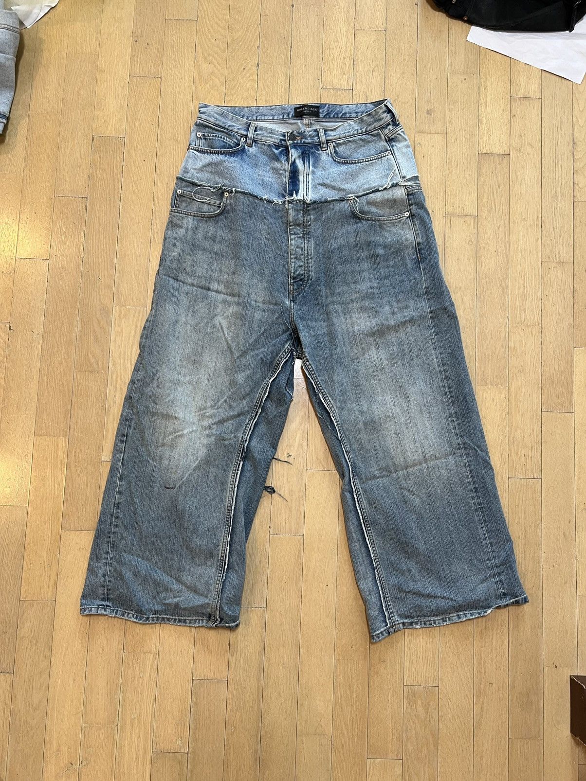 Balenciaga [L] Balenciaga cut-up baggy denim jeans Size US 34 / EU 50 - 2 Thumbnail