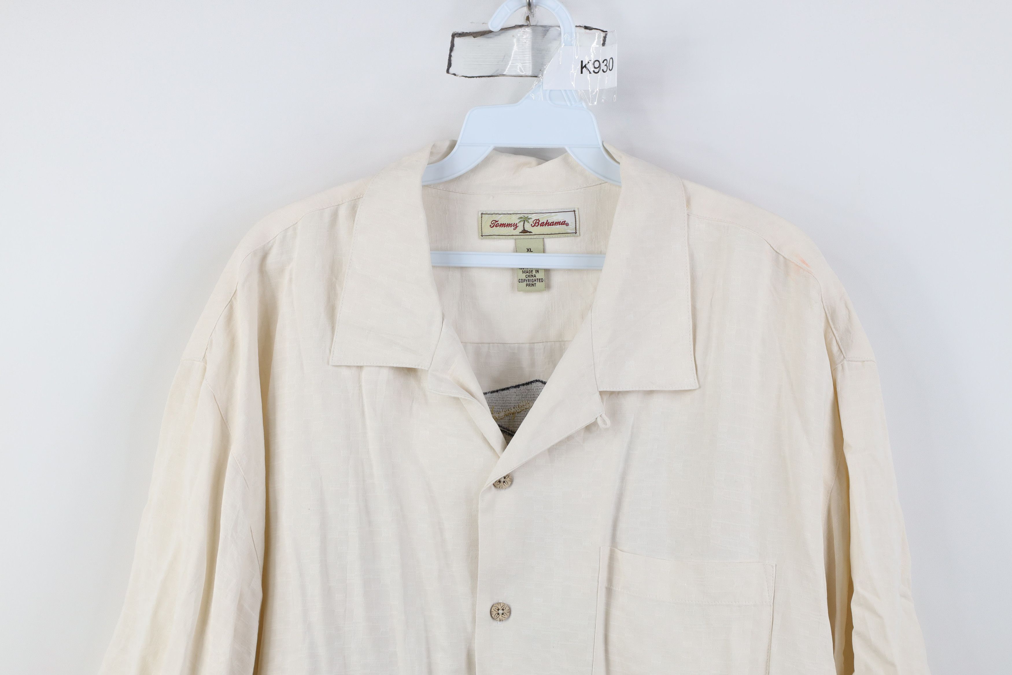 Tommy Bahama Vintage Y2K Tommy Bahama Looped Collar Button Shirt Cream Size US XL / EU 56 / 4 - 3 Thumbnail