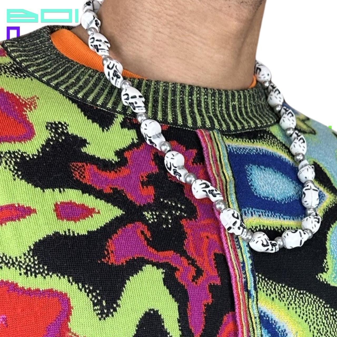 Jewelry × Other SILVER BEADED ALIEN SKULL WHITE NECKLACE Size ONE SIZE - 2 Thumbnail