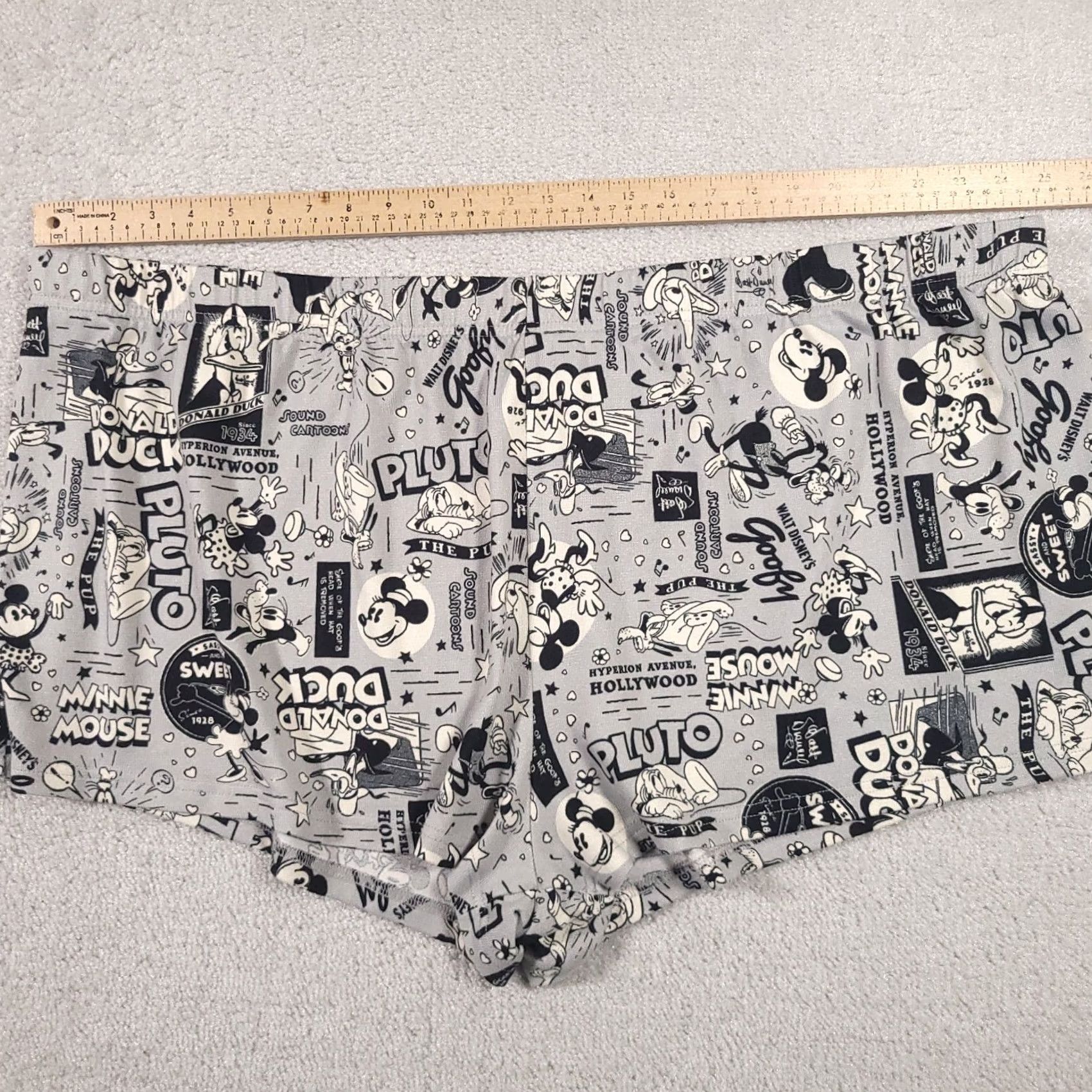 Disney VINTAGE? Disney 100 Sleep Shorts Women 3XL Gray Mickey Minnie Pluto Donald Soft Shirt? Size 40" / US 18 - 7 Thumbnail
