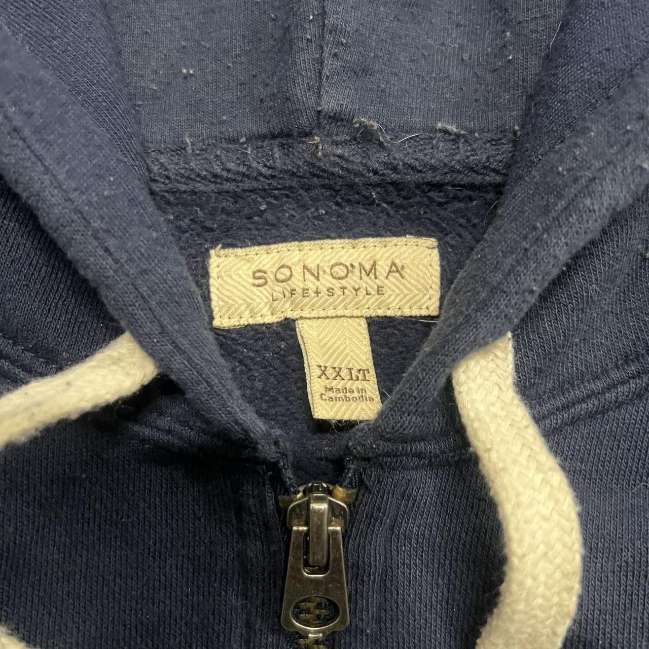 Japanese Brand × Vintage Vintage Y2K/2000s Blank Navy Blue Zipup Hoodie! Size US XXL / EU 58 / 5 - 3 Thumbnail