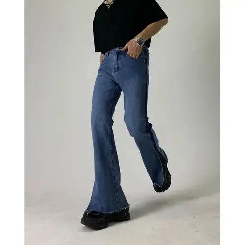 Japanese Brand Fashion straight-leg loose-fitting slit jeans Size US 32 / EU 48 - 3 Thumbnail