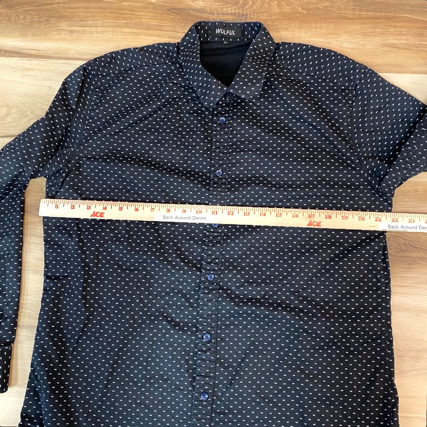 Vintage Wulful Shirt Mens Large Black White Geometric Print Long Sleeve Button Up Cotton Size US L / EU 52-54 / 3 - 6 Thumbnail