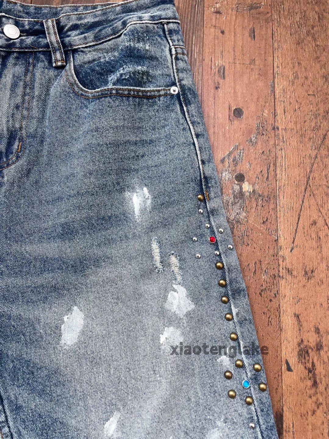 Jean xtl faded Balenciaga offwhite style hiphop paint jeans Size US 34 / EU 50 - 3 Thumbnail