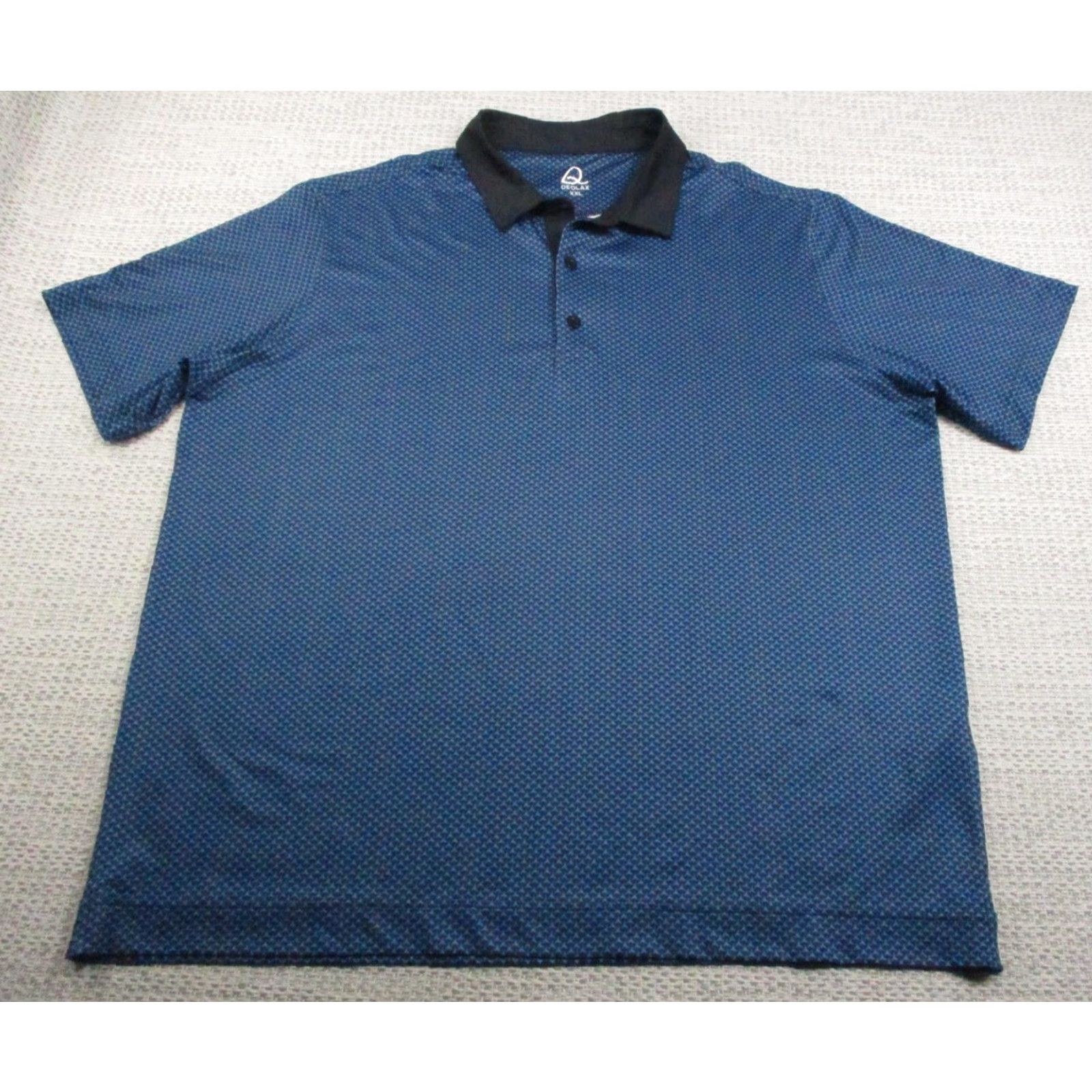 Vintage DEOLAX Polo Shirt Mens XXL Blue Geometric Print Short Sleeve Collar Golf Casual Size US XXL / EU 58 / 5 - 2 Thumbnail