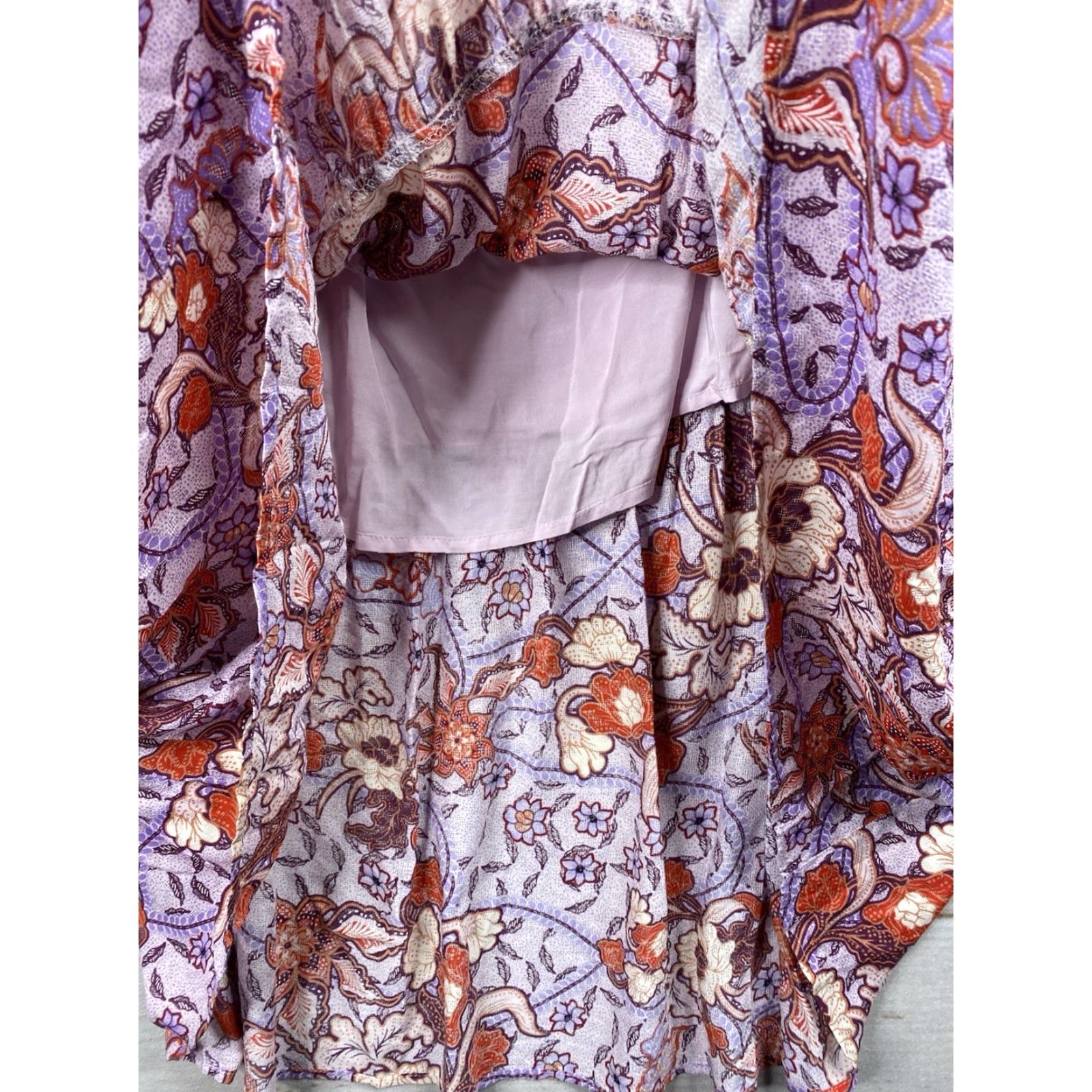 Vintage Knox Rose Maxi Dress Purple S Navy Short Sleeve Lined Boho Floral 90s? (Wait) Size 28" / US 6 / IT 42 - 7 Thumbnail