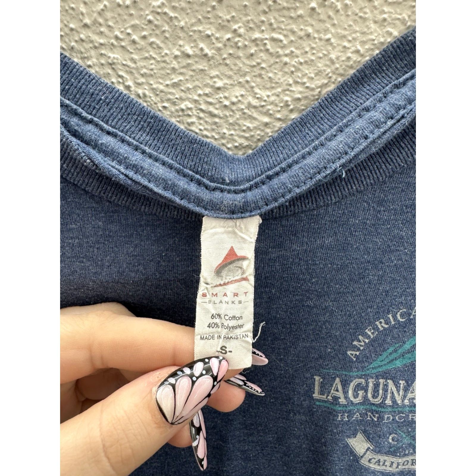 Vintage Smart Blanks T-Shirt Blue Laguna Beach Graphic Short Sleeve Women Small Regular Cotton Polyester Size M / US 6-8 / IT 42-44 - 4 Thumbnail